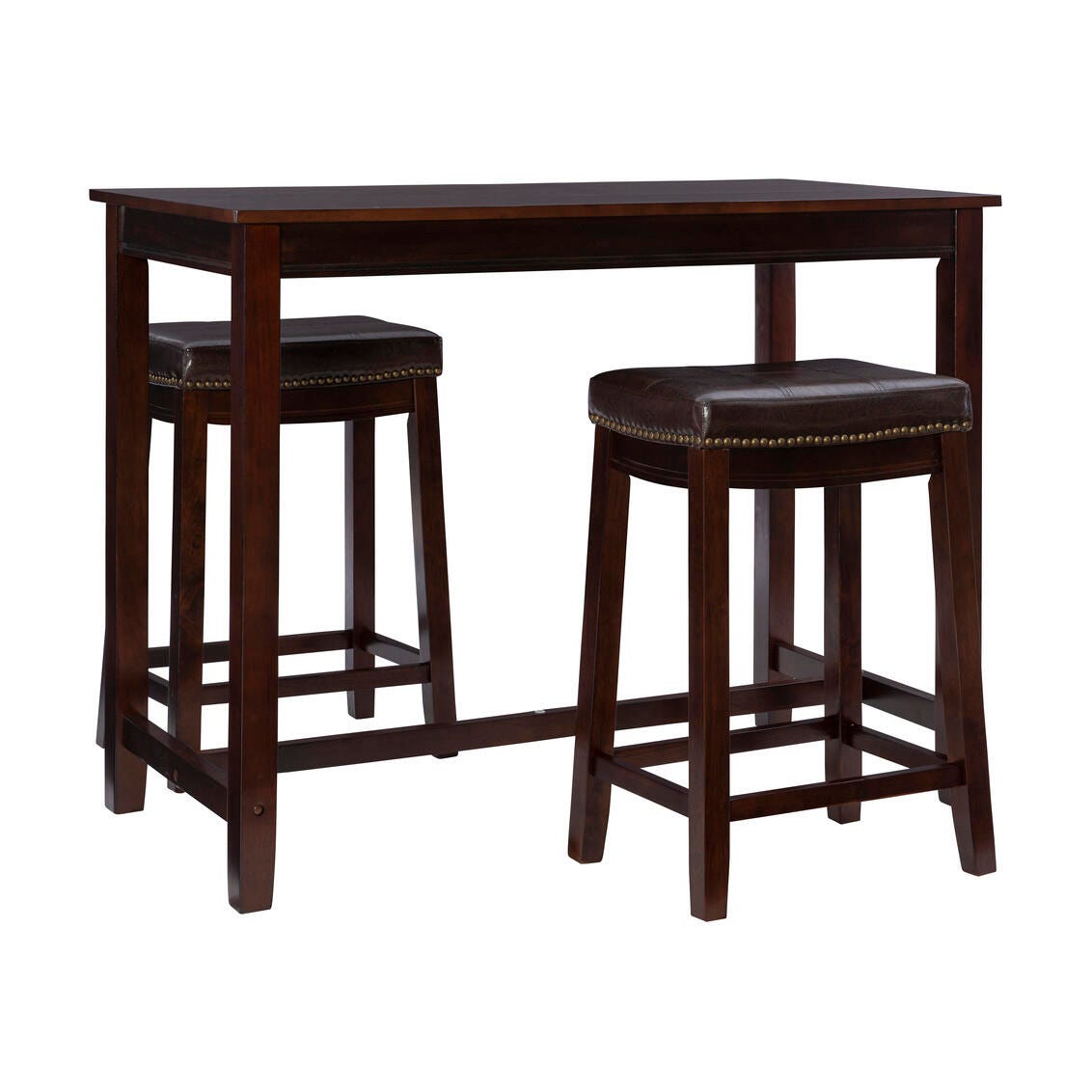 Linon Claridge Three Piece Counter Set, Brown, large