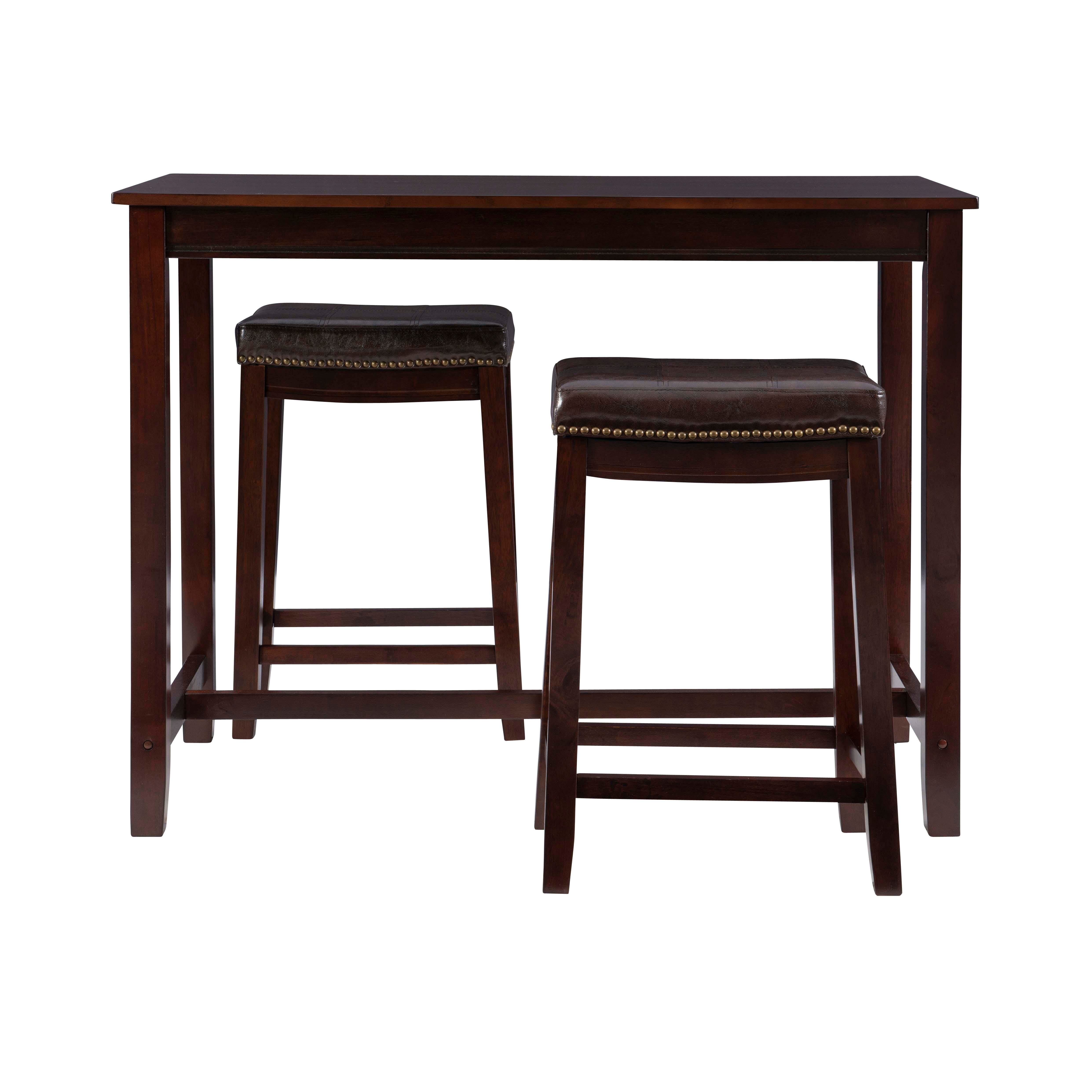 Linon Claridge Three Piece Counter Set, Brown, large
