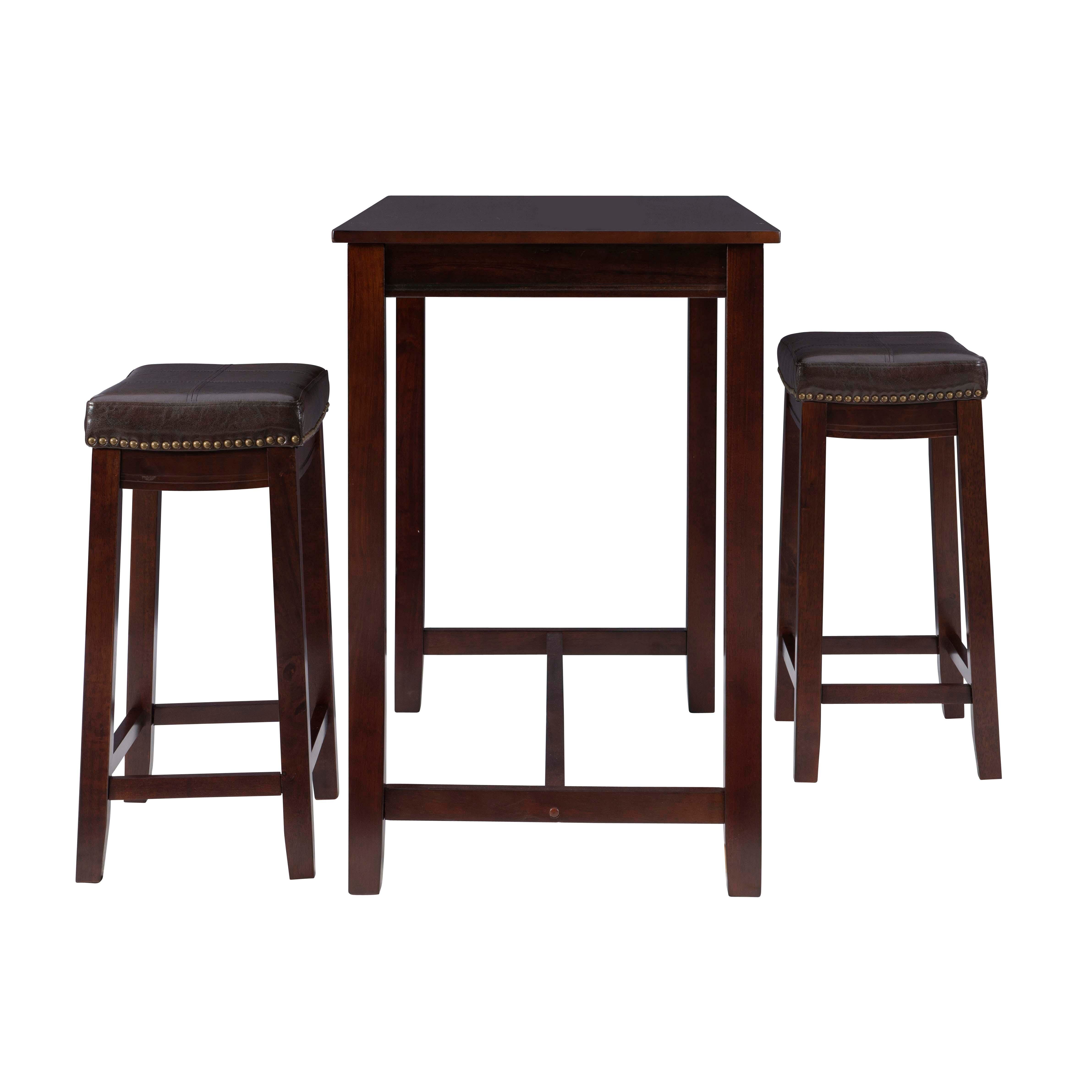 Linon Claridge Three Piece Counter Set, Brown, large