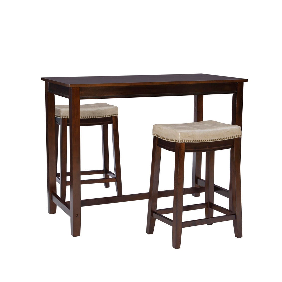 Linon Claridge Three Piece Counter Set, Tan/Brown, large