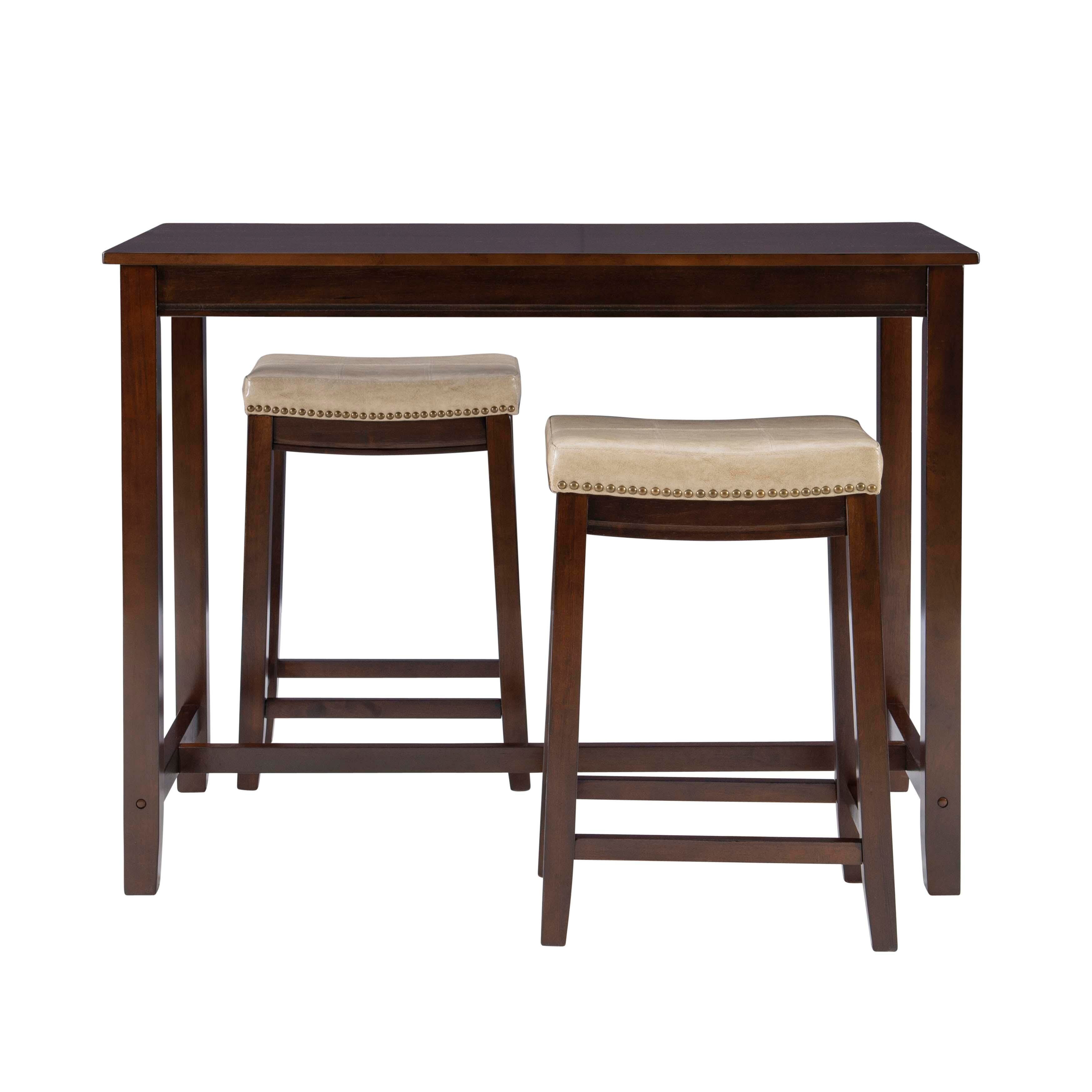Linon Claridge Three Piece Counter Set, Tan/Brown, large