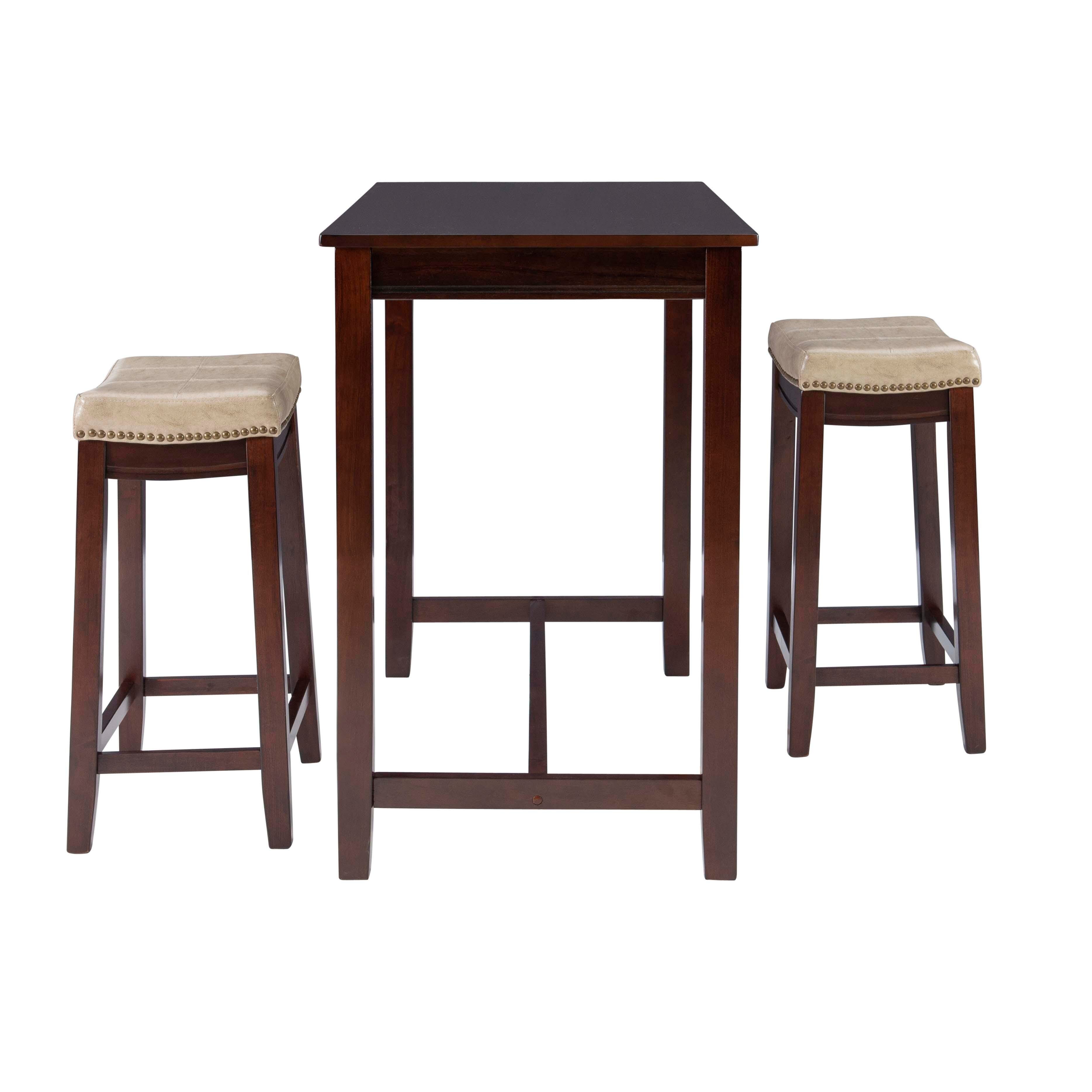 Linon Claridge Three Piece Counter Set, Tan/Brown, large