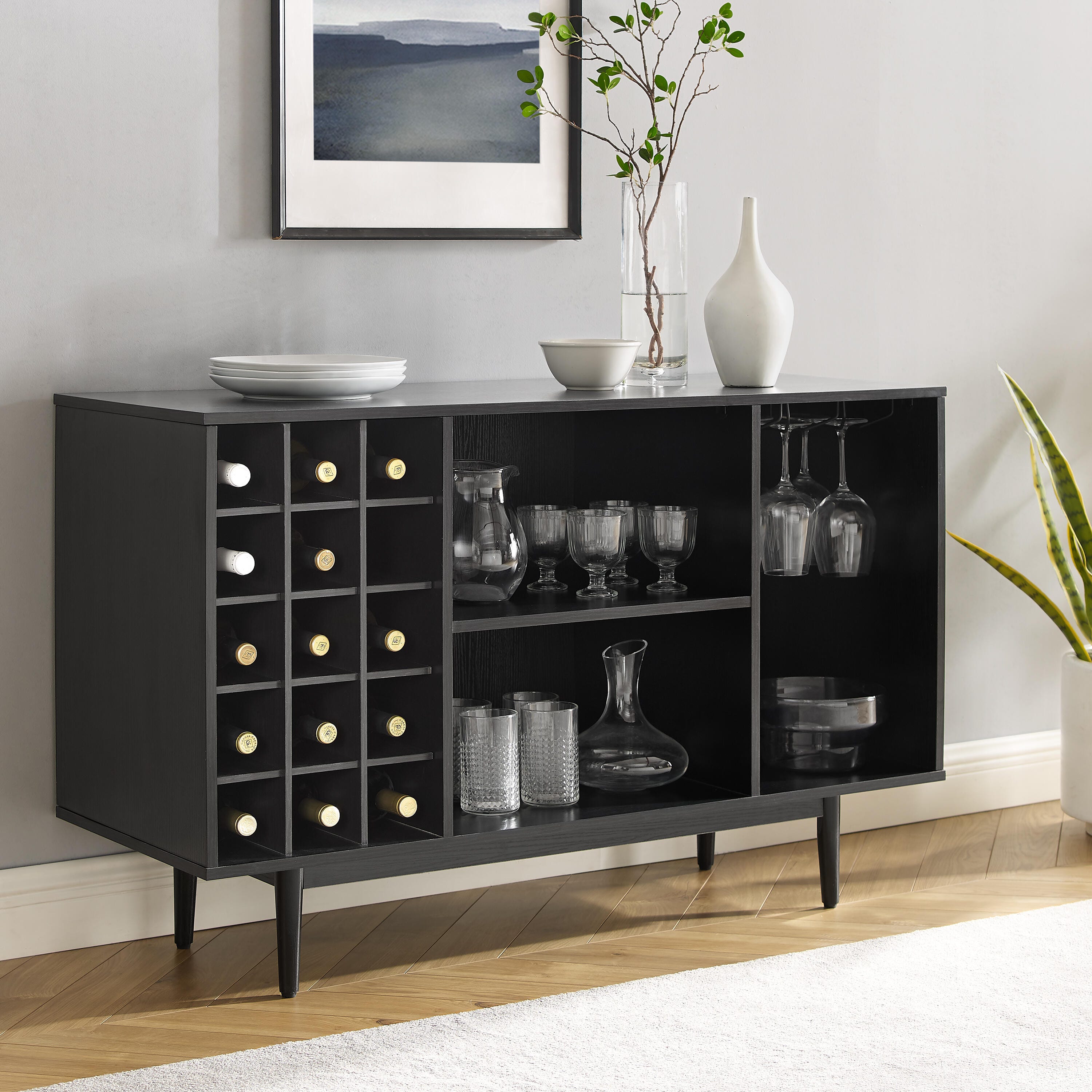 Liam Wine Storage Sideboard, Black, large