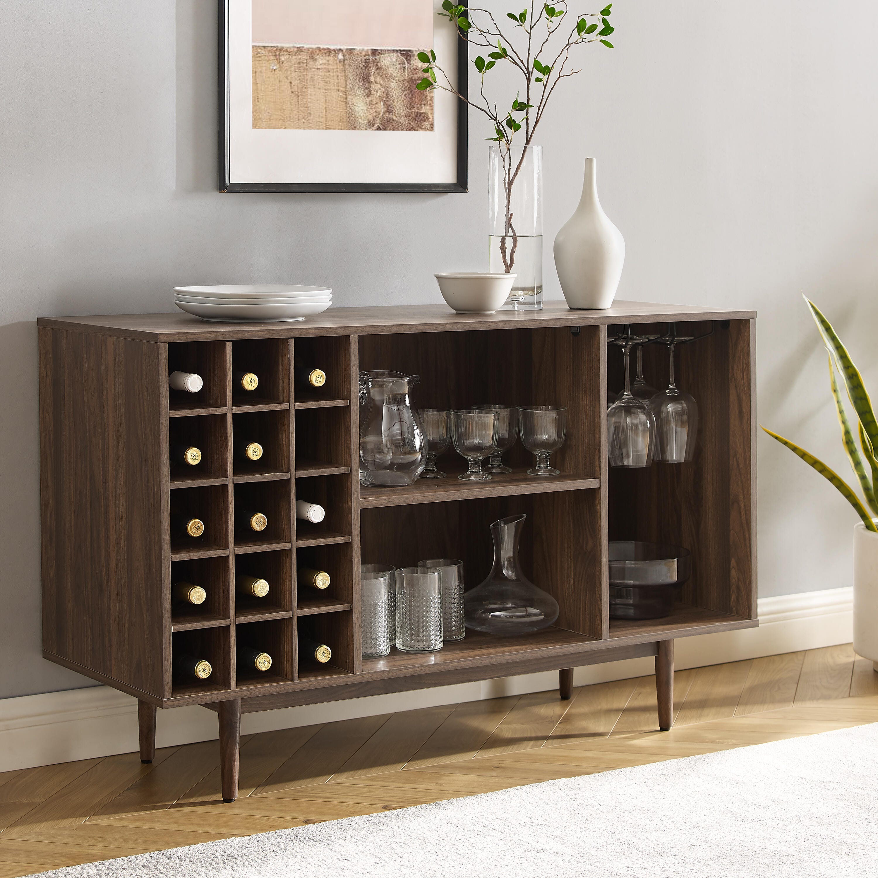 Liam Wine Storage Sideboard, Walnut, large