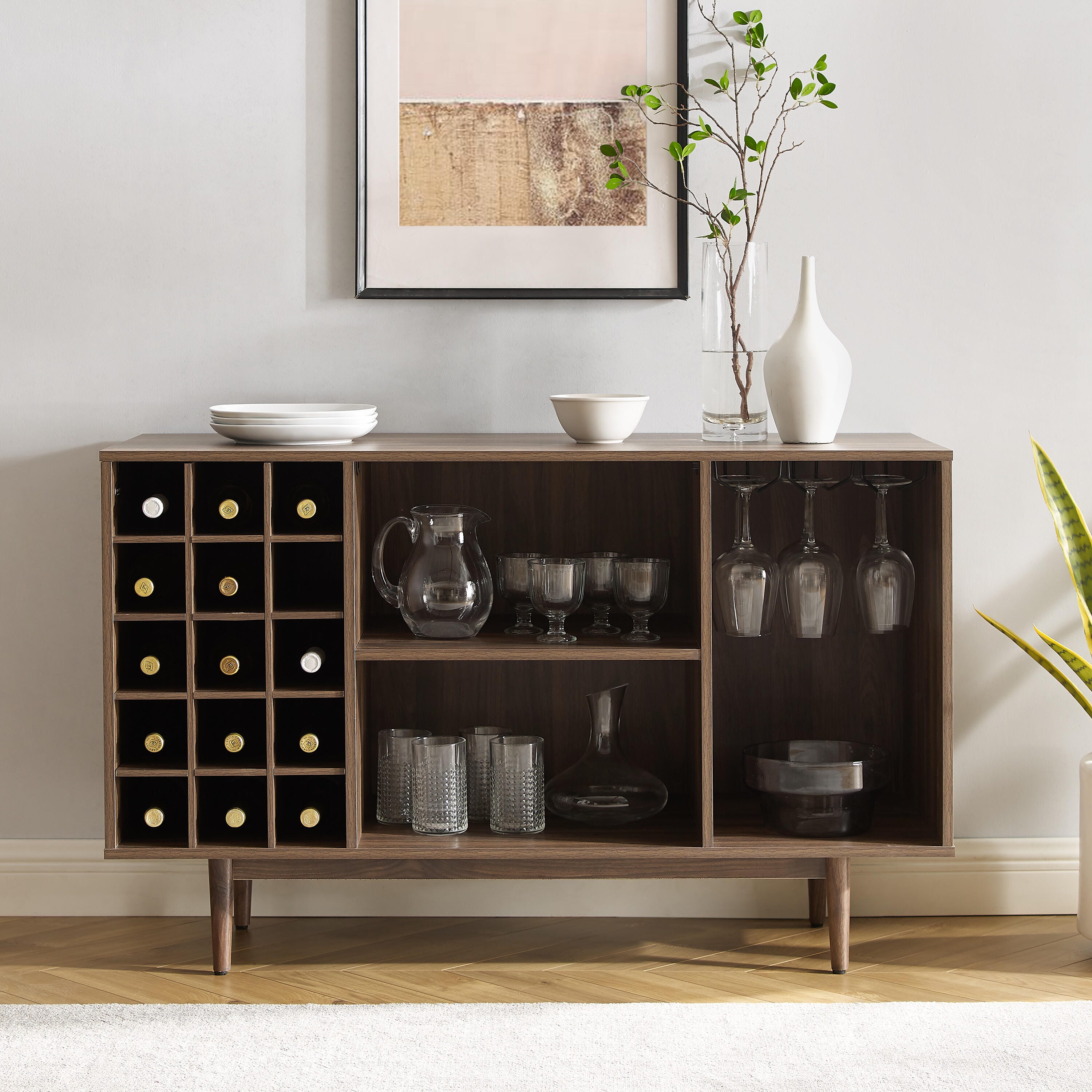Liam Wine Storage Sideboard, Walnut, large