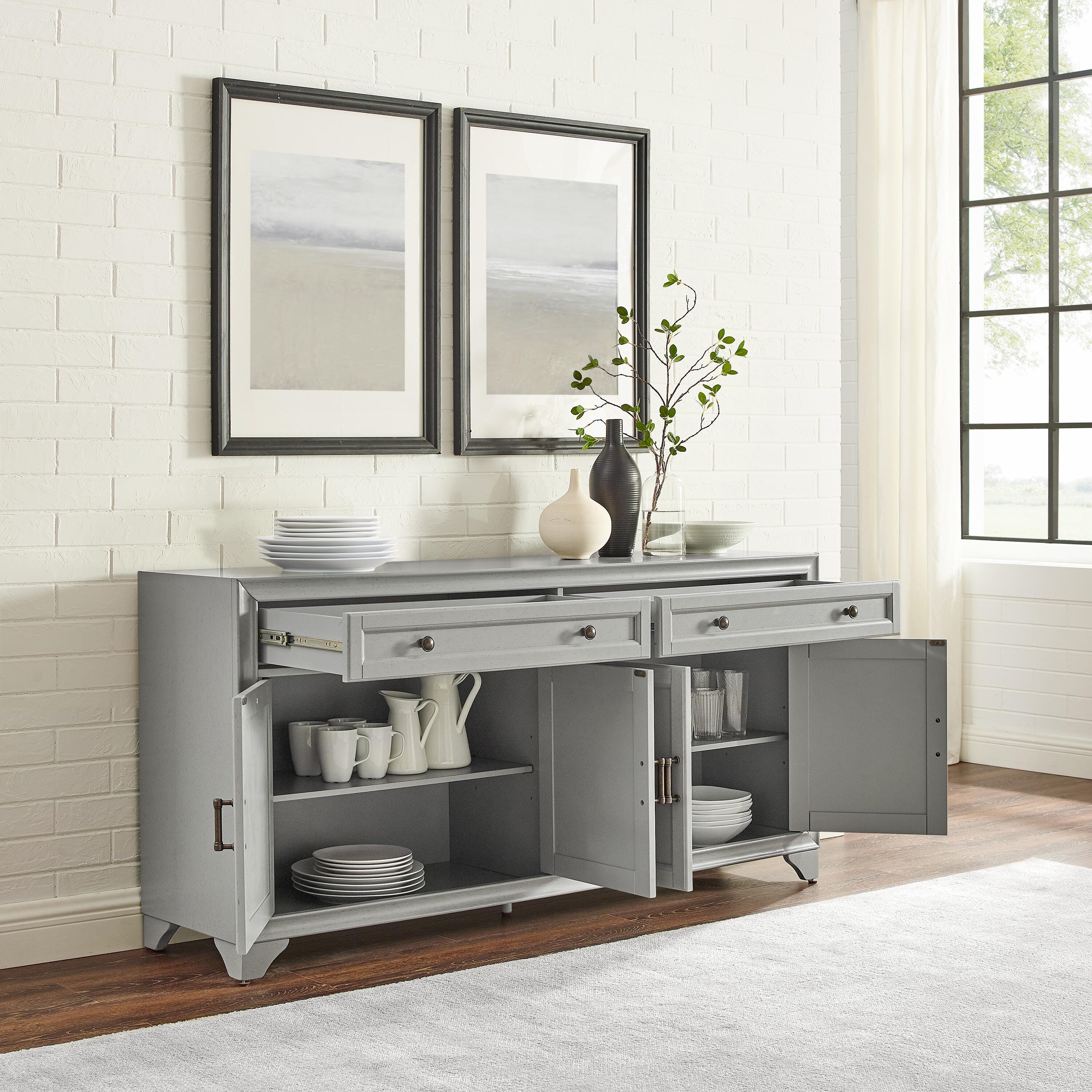 Tara Sideboard, Distressed Gray, large