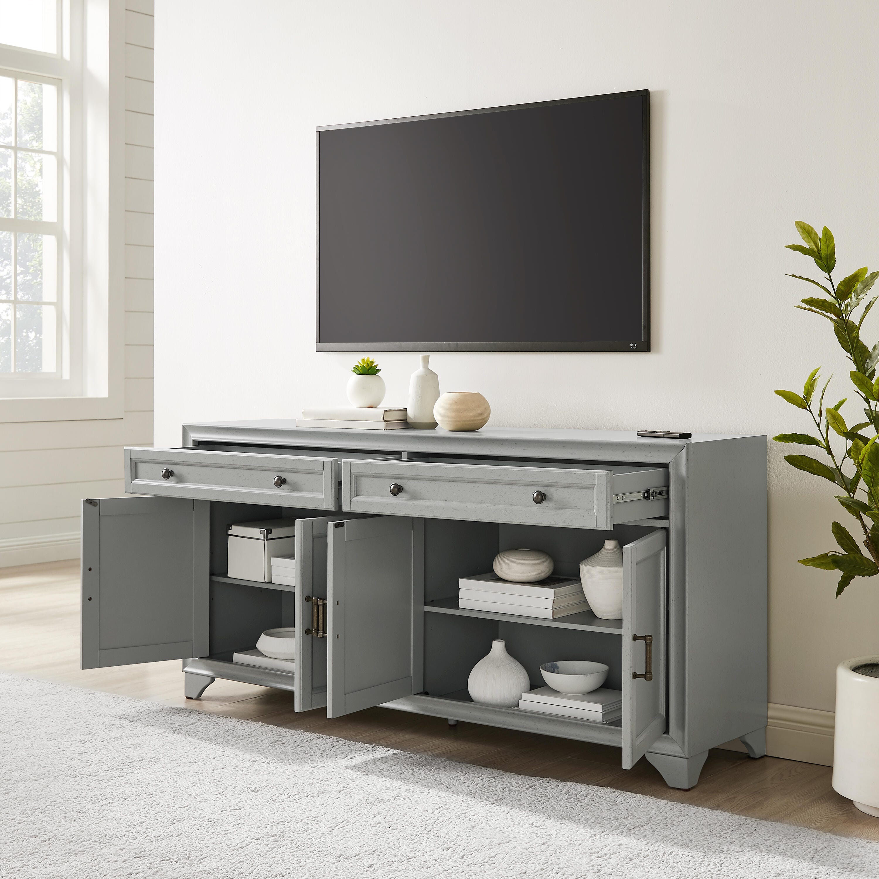 Tara Sideboard, Distressed Gray, large