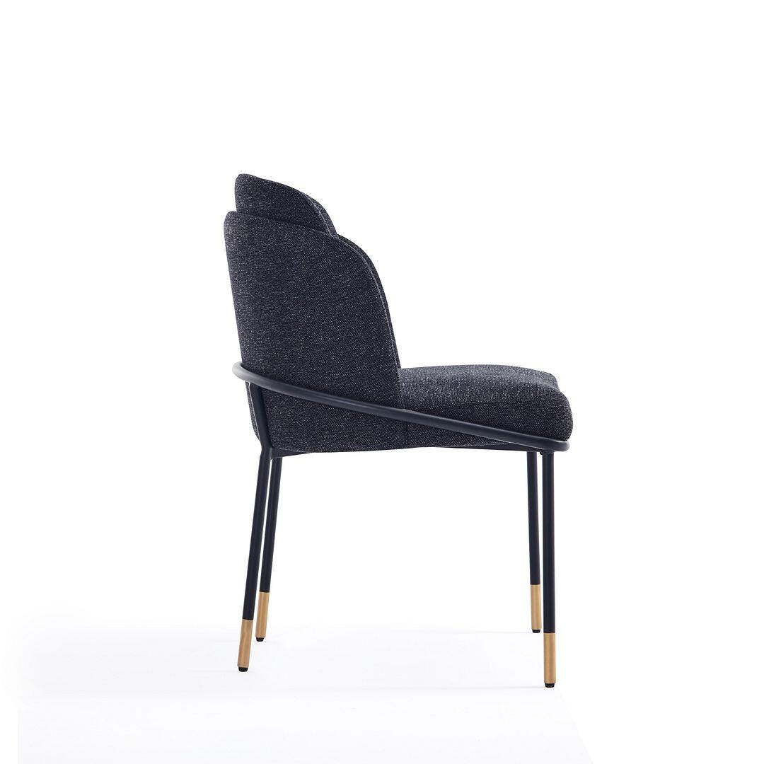 Manhattan Comfort Flor Upholstered Dining Chair, Black, large