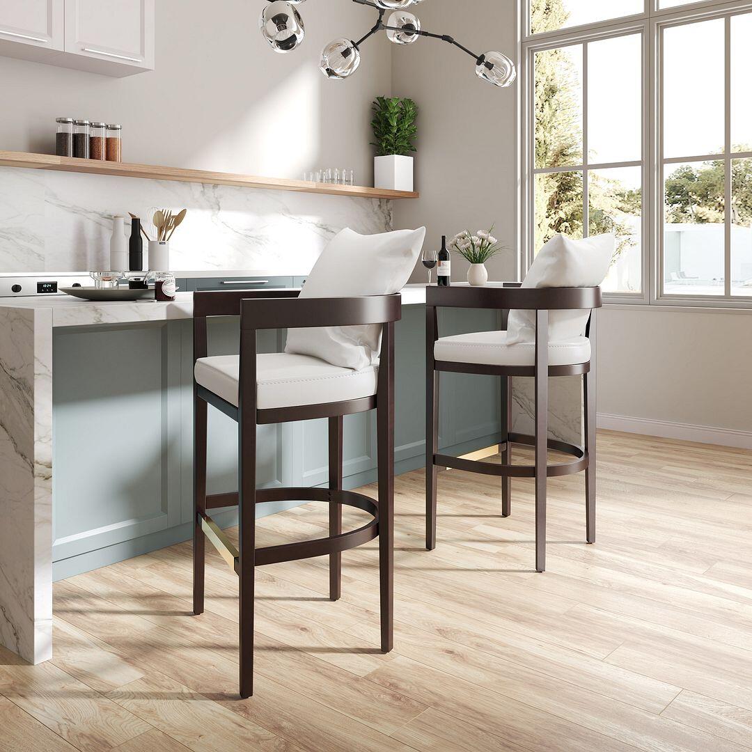 Ritz Barstool, Ivory/Dark Walnut, rollover