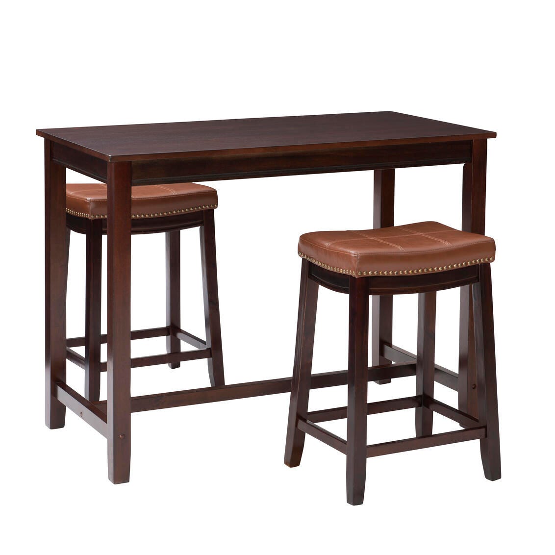 Linon Claridge Three Piece Counter Set, Light Brown, large