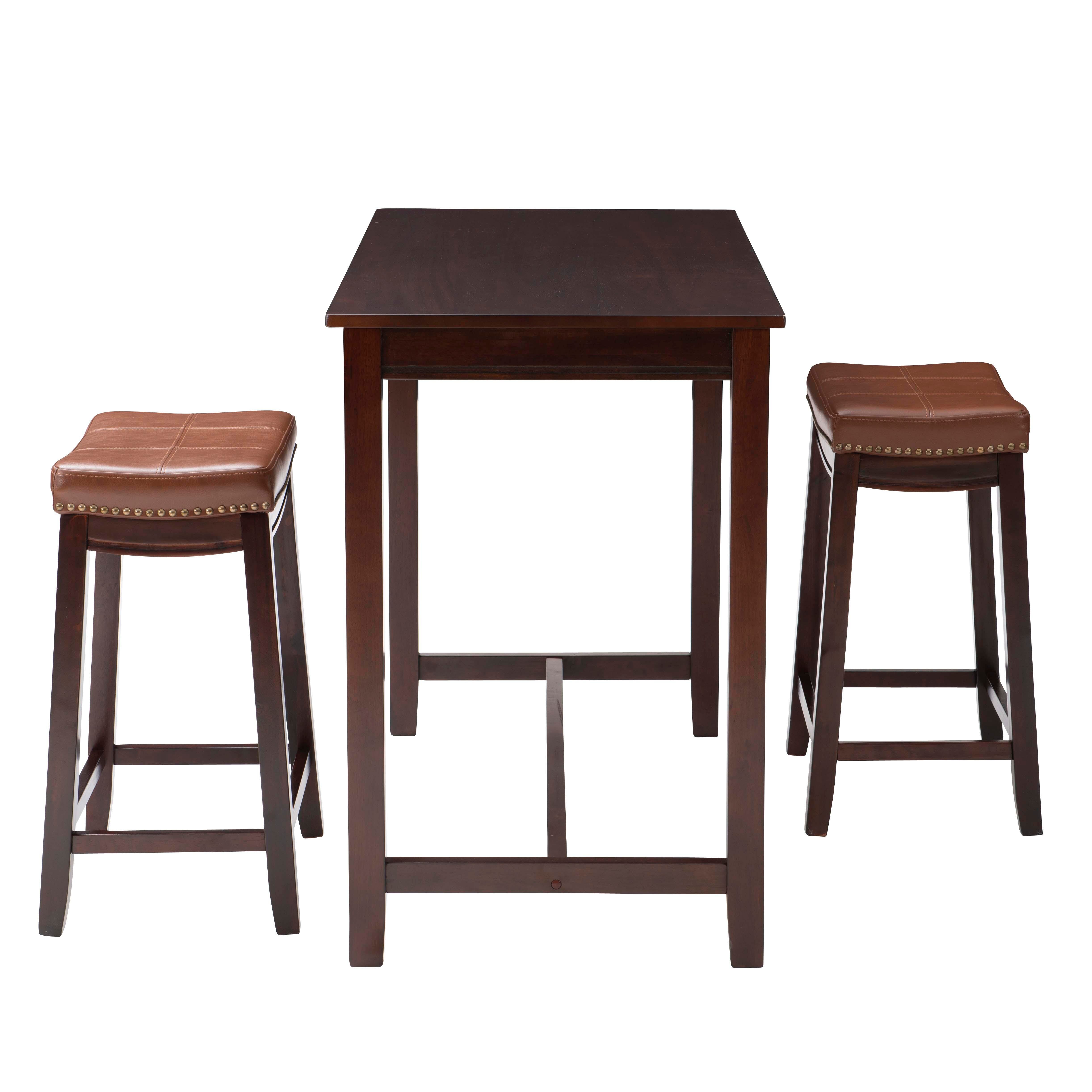 Linon Claridge Three Piece Counter Set, Light Brown, large