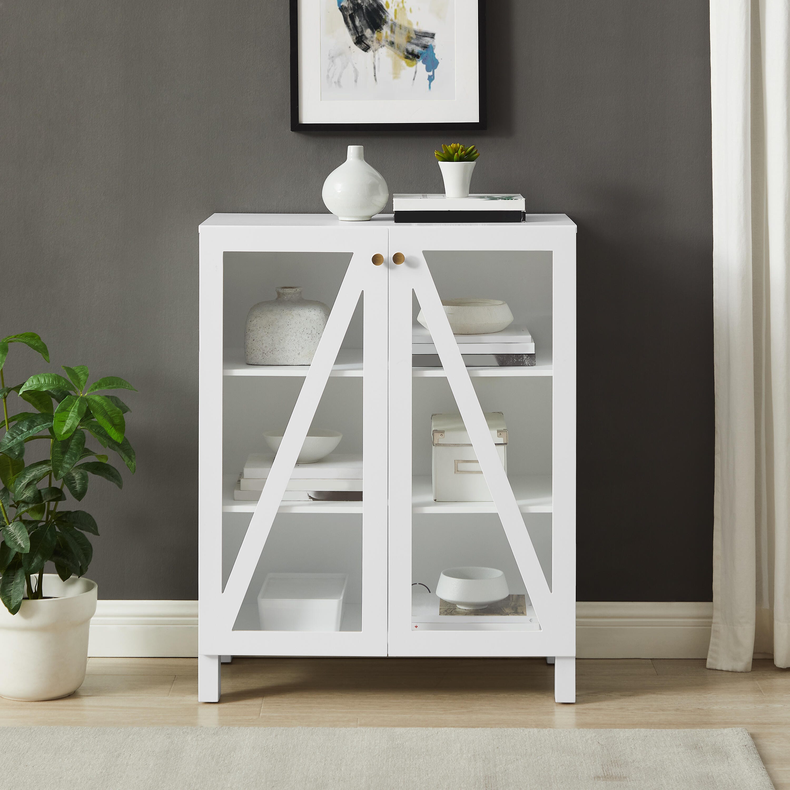 Cassai Stackable Storage Pantry, White, large