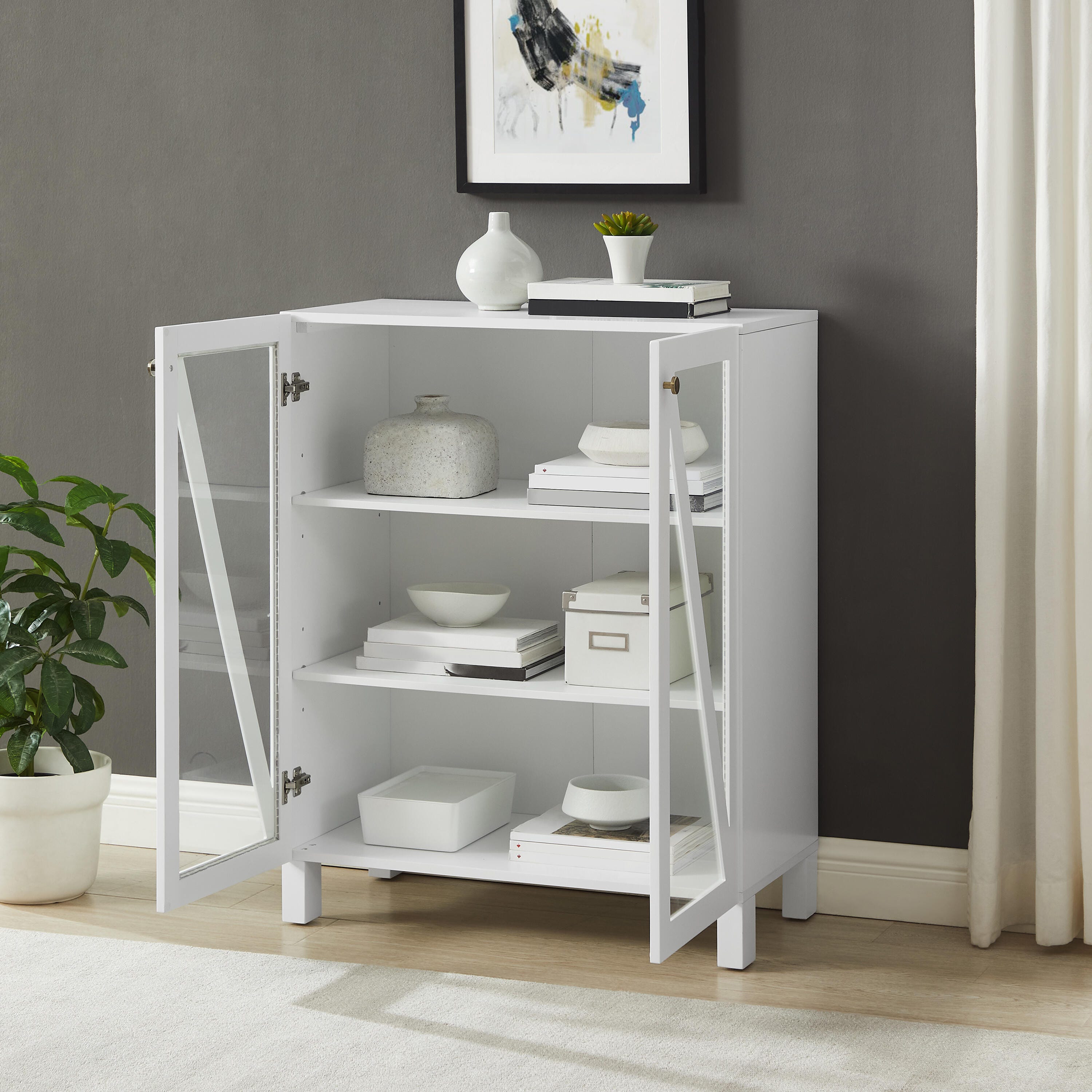 Cassai Stackable Storage Pantry, White, large