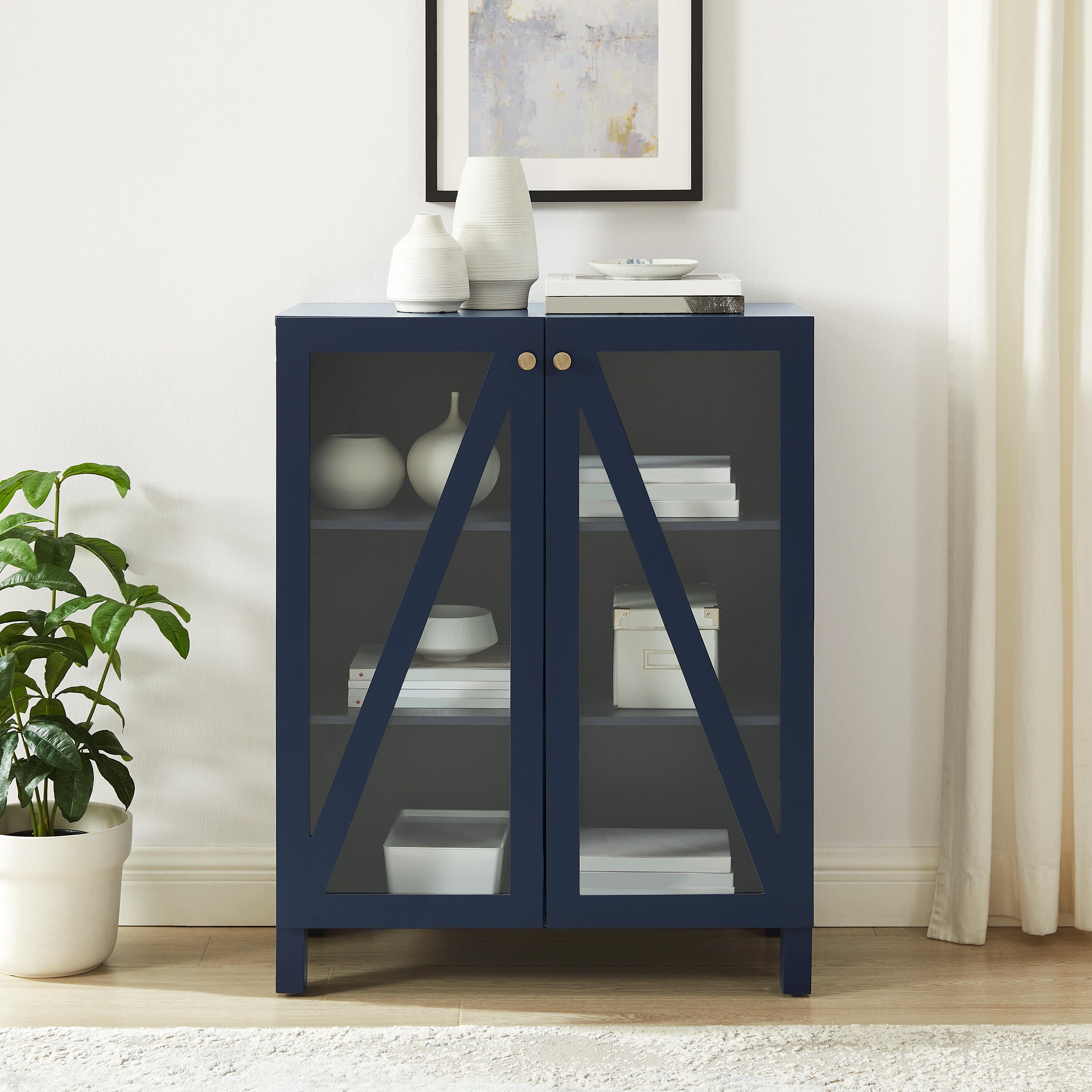 Cassai Stackable Storage Pantry, Navy, large