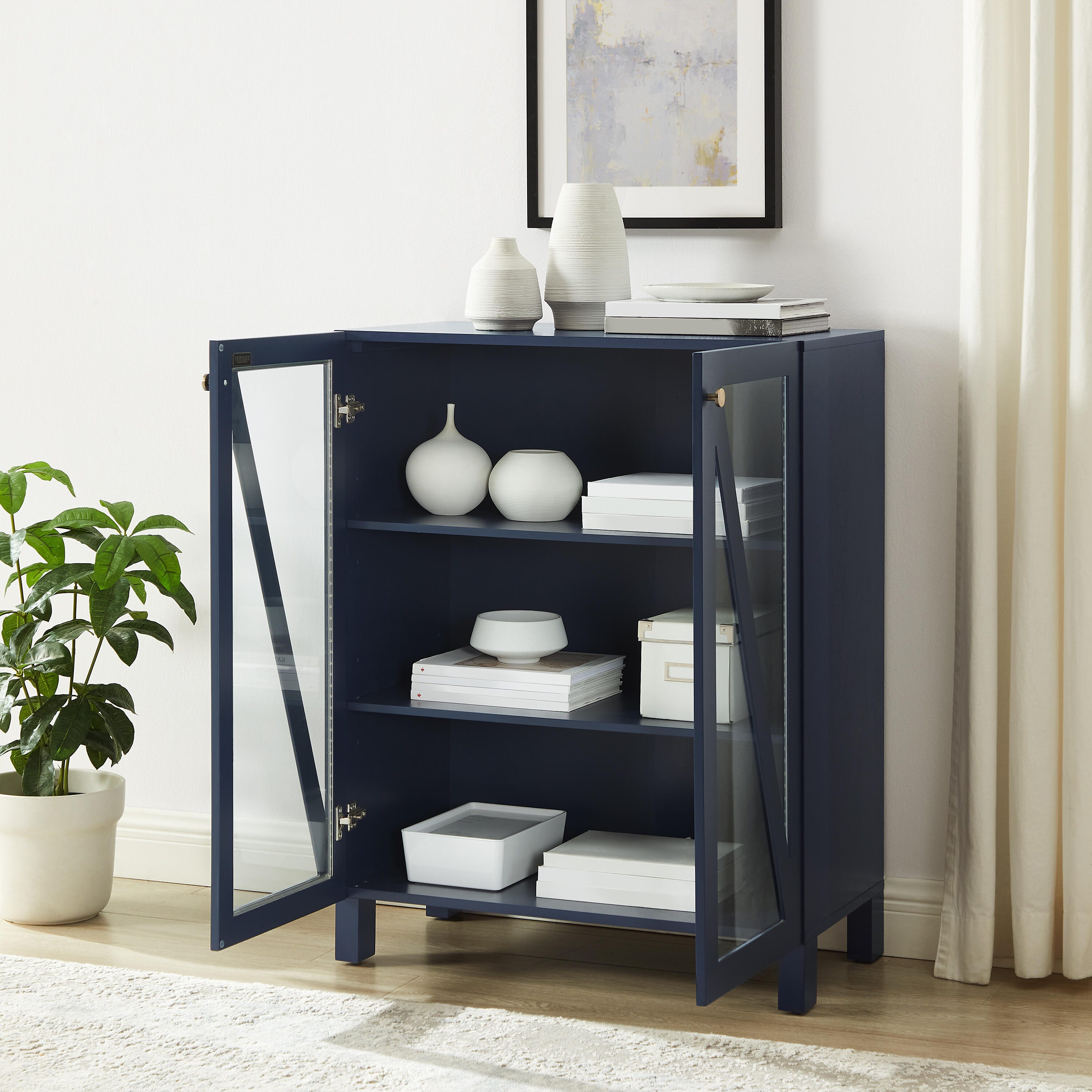 Cassai Stackable Storage Pantry, Navy, large