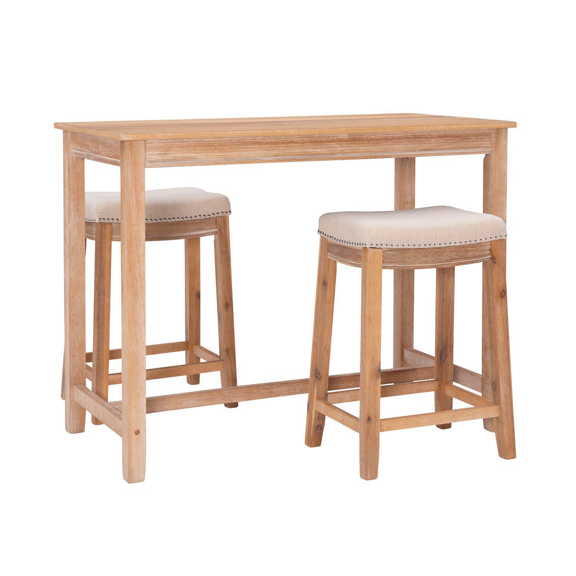 Linon Claridge Three Piece Counter Set, Natural, large