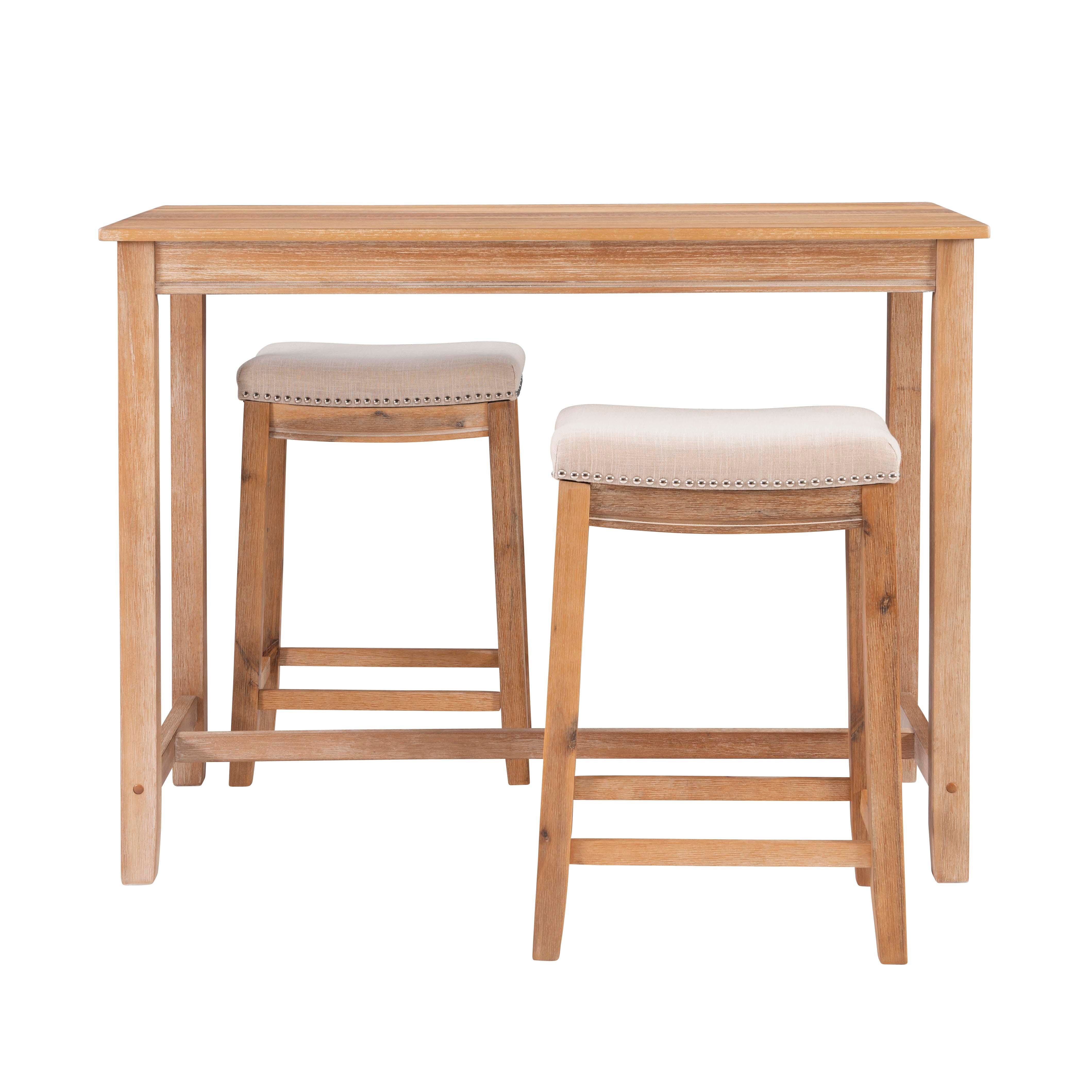 Linon Claridge Three Piece Counter Set, Natural, large