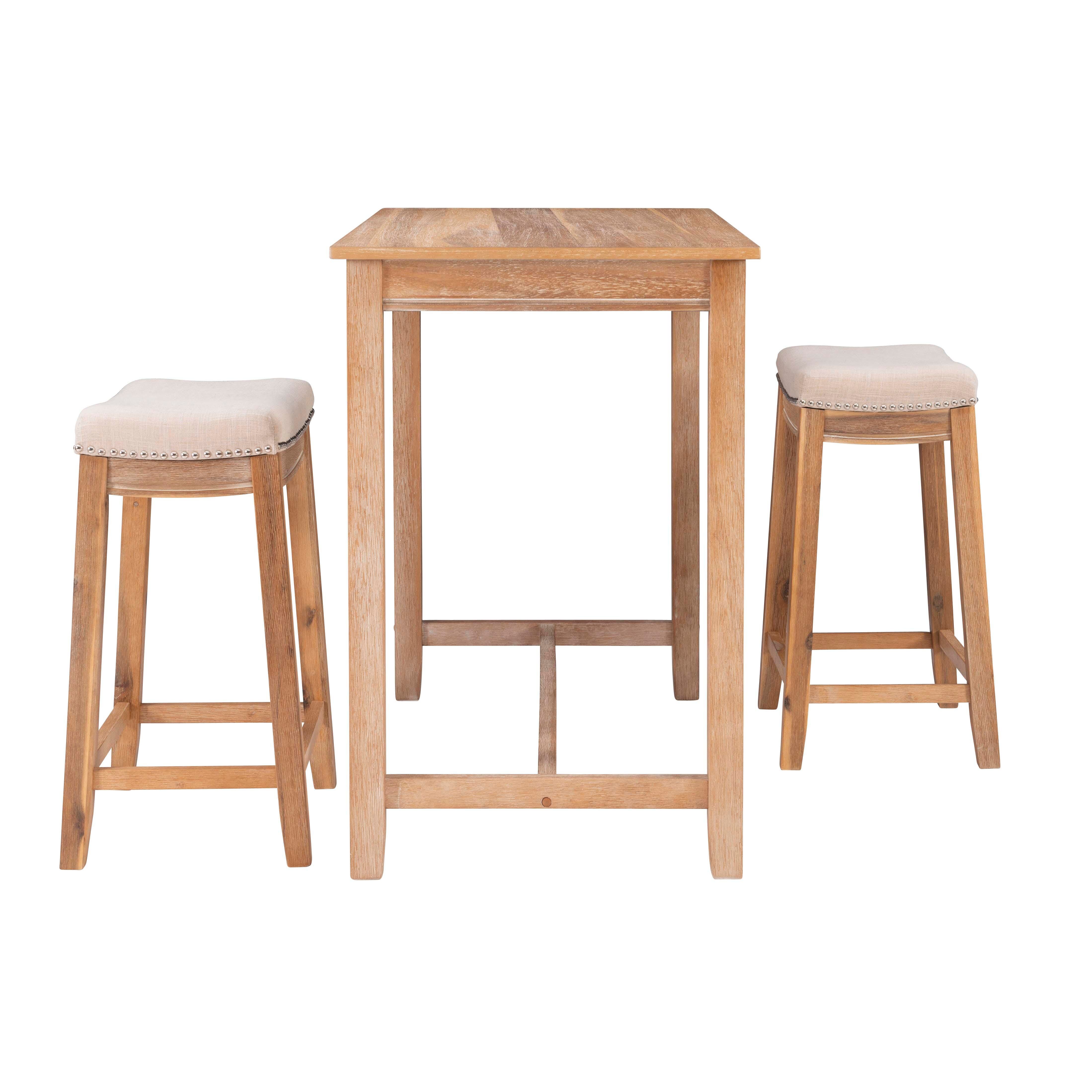 Linon Claridge Three Piece Counter Set, Natural, large
