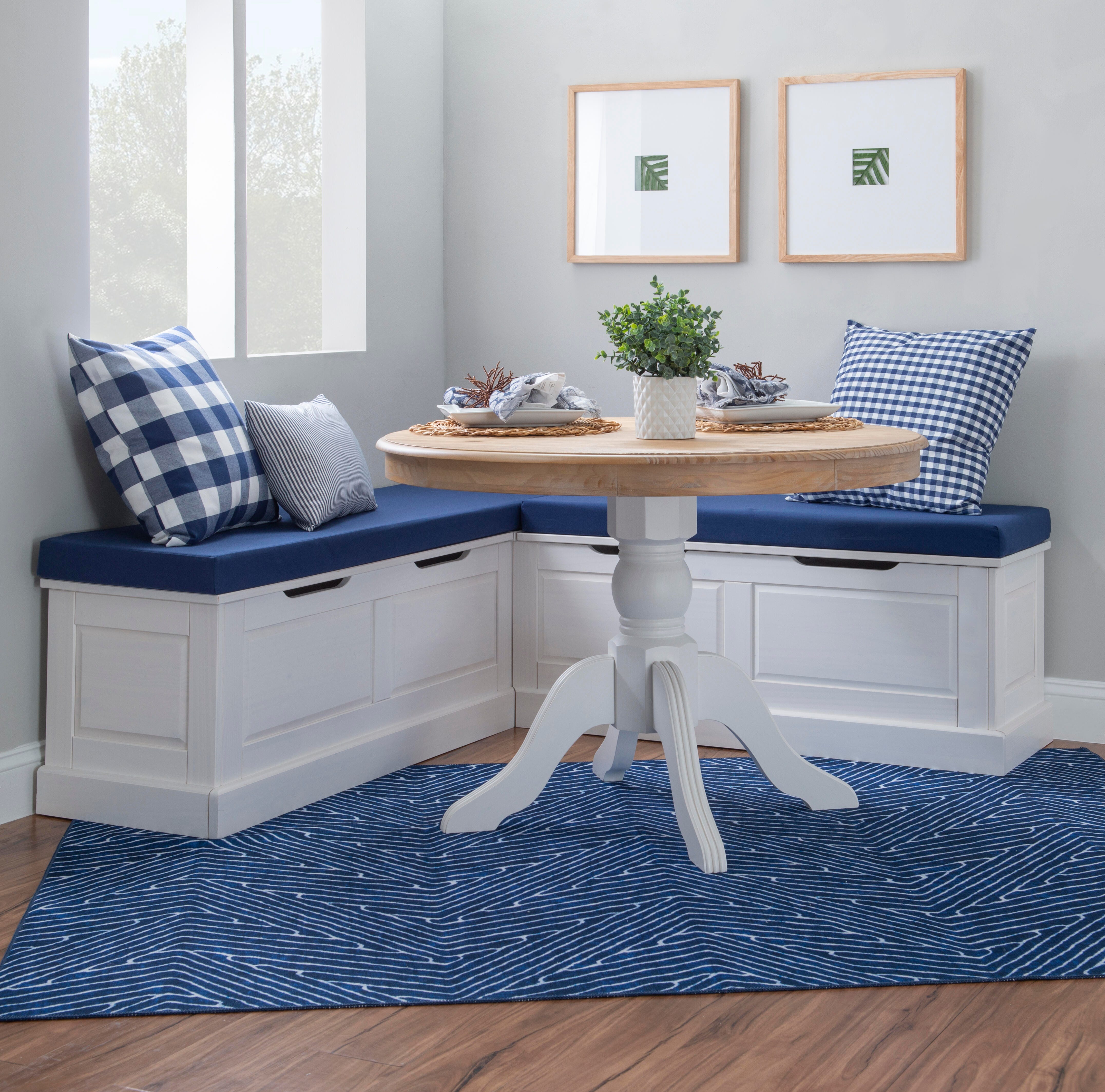 Linon Landin Nook Five Piece Cushion Set, Navy, large