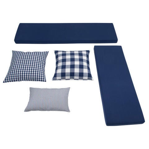 Linon Landin Nook Five Piece Cushion Set, Navy, large