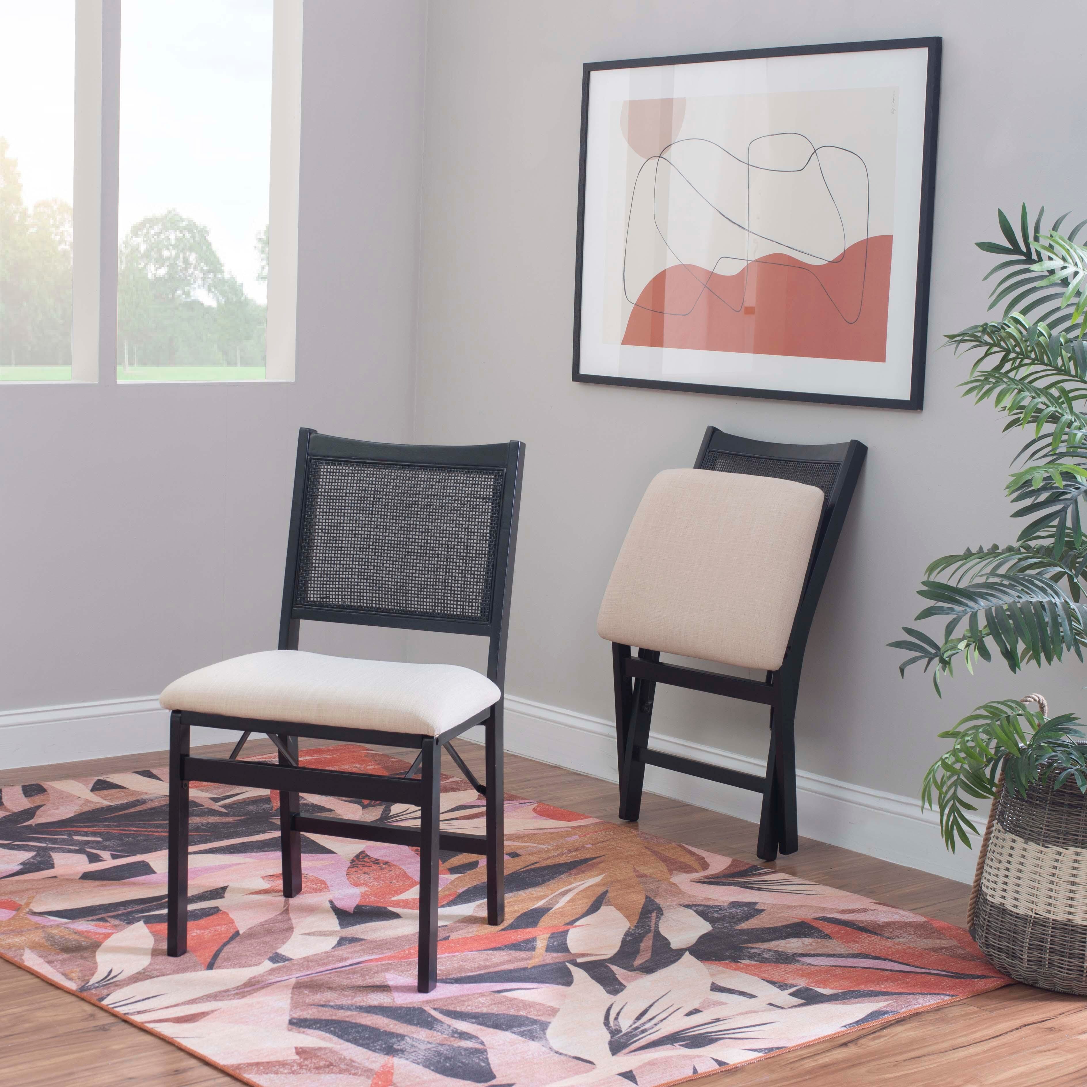 Linon Pacey Cane Folding Chair, , large