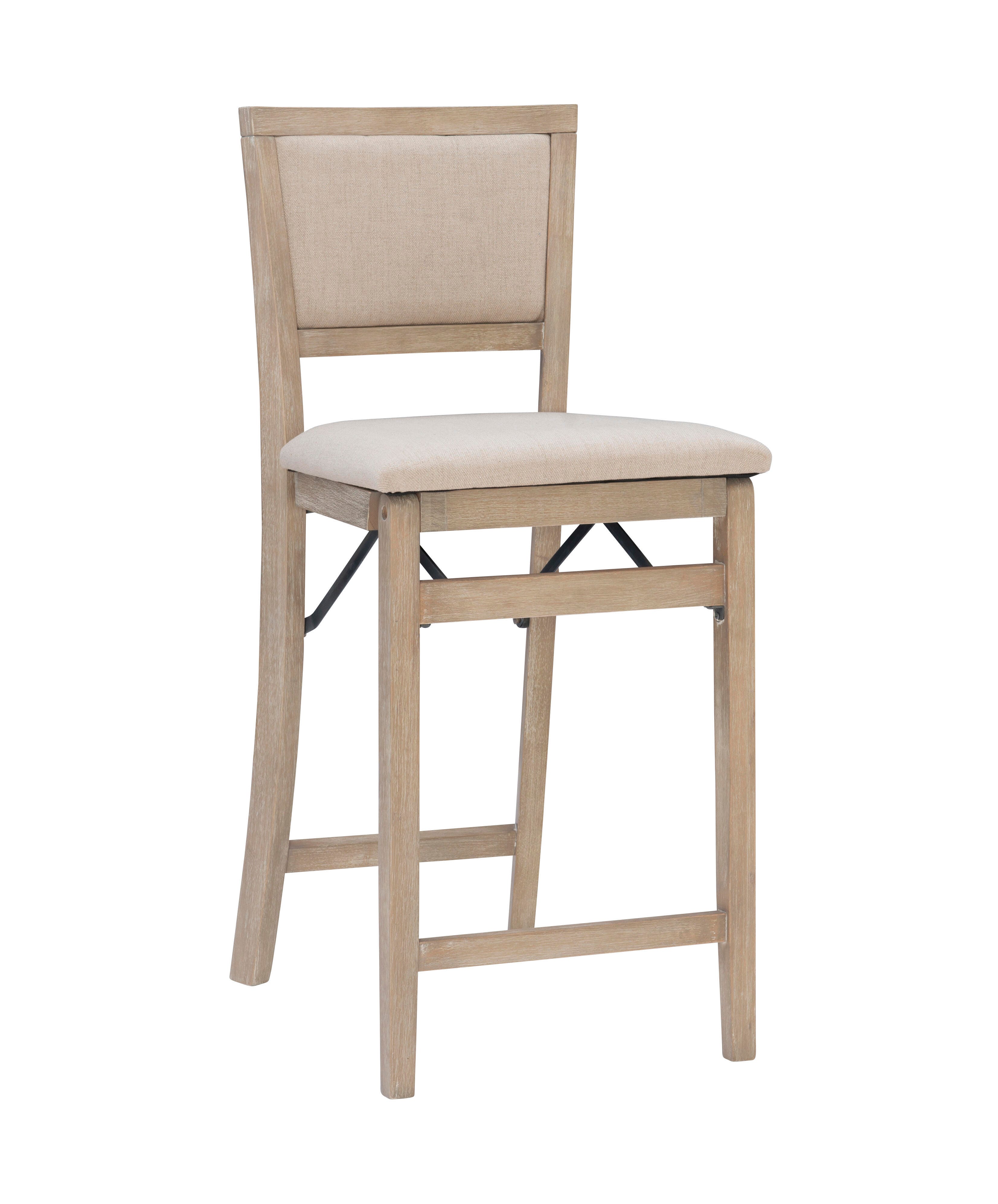 Linon Marley Pad Back Folding Counter Stool, Gray Wash, large