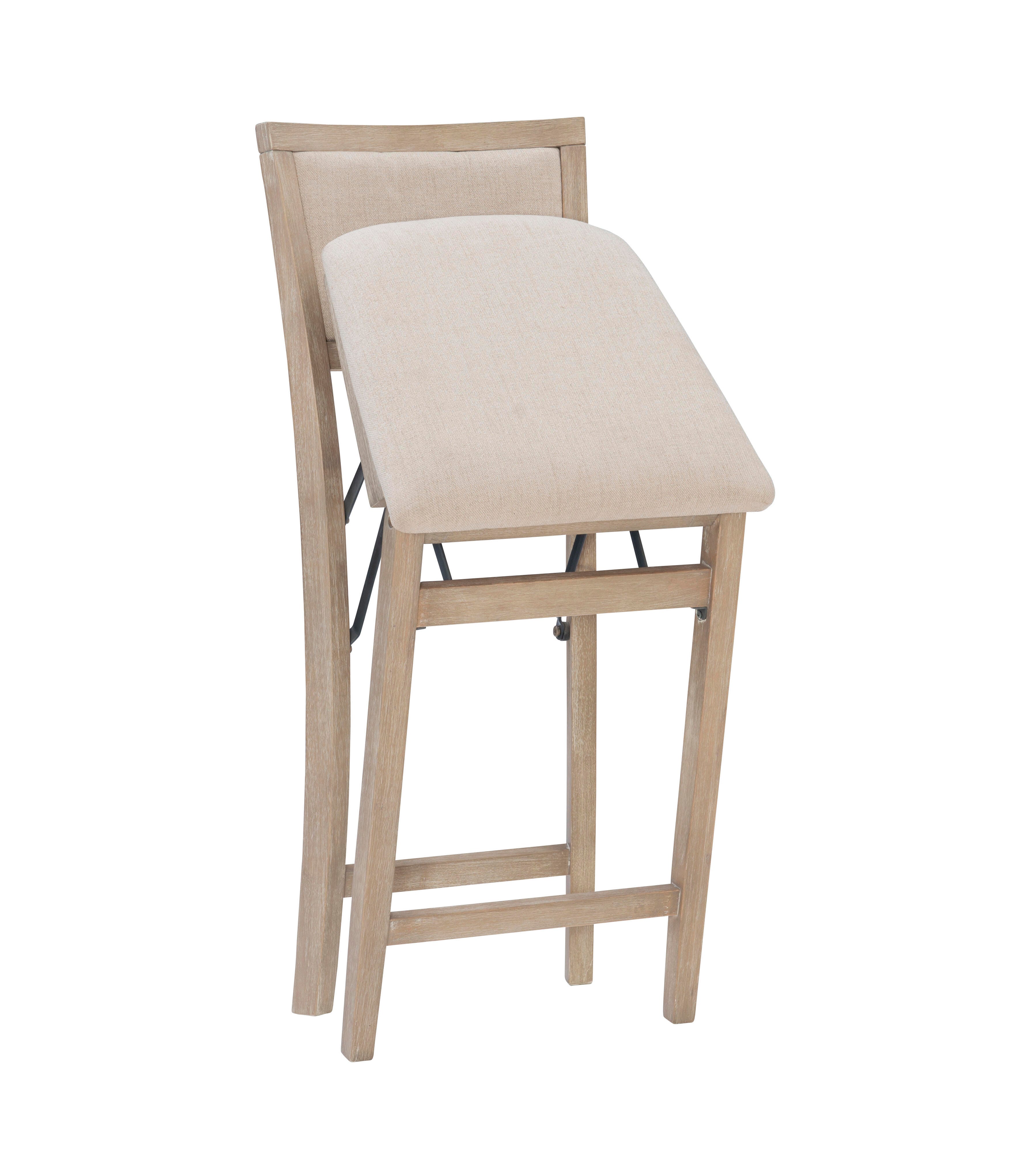 Linon Marley Pad Back Folding Counter Stool, Gray Wash, large