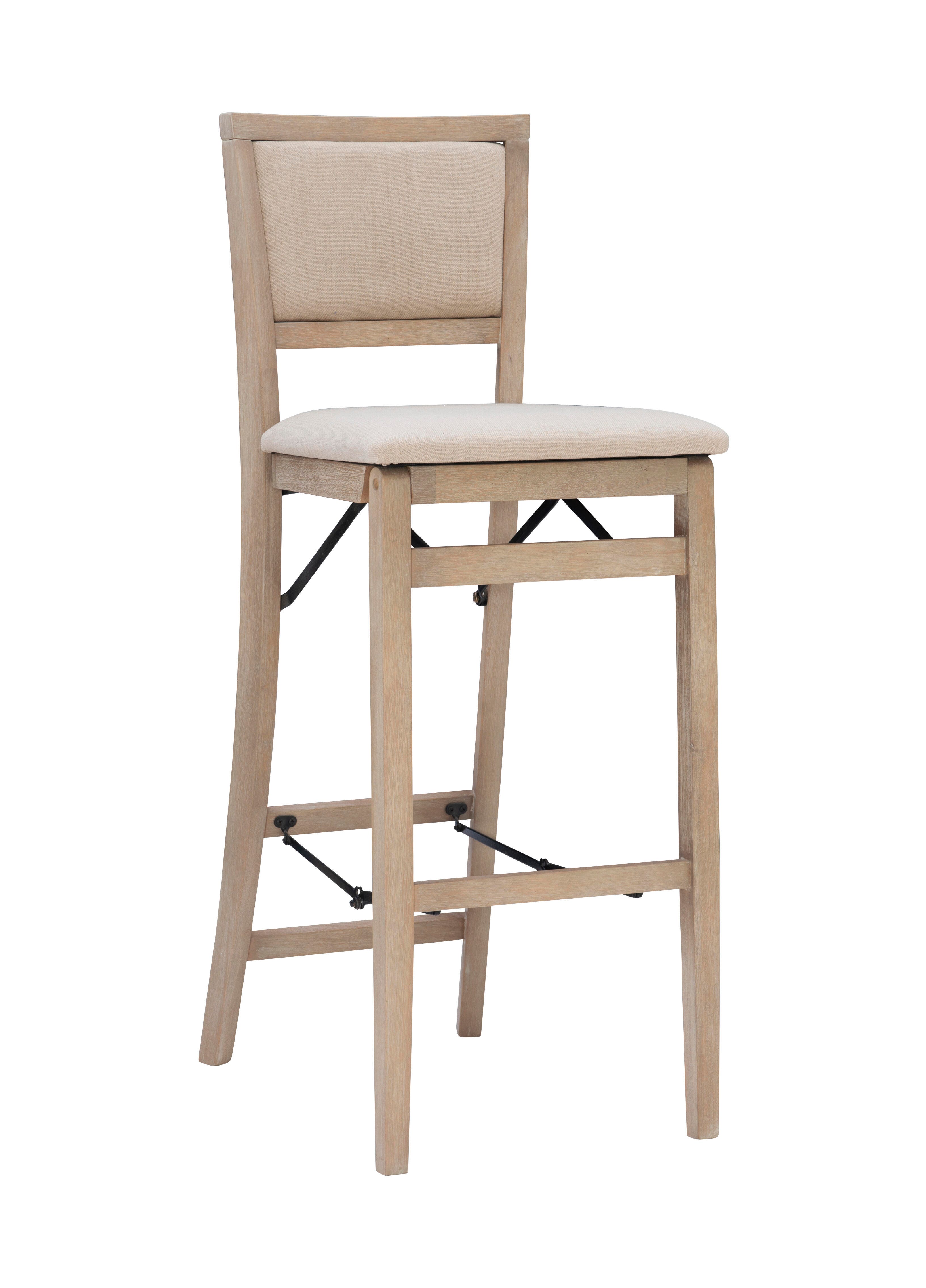 Linon Keira Pad Back Folding Bar Stool, Gray Wash, large