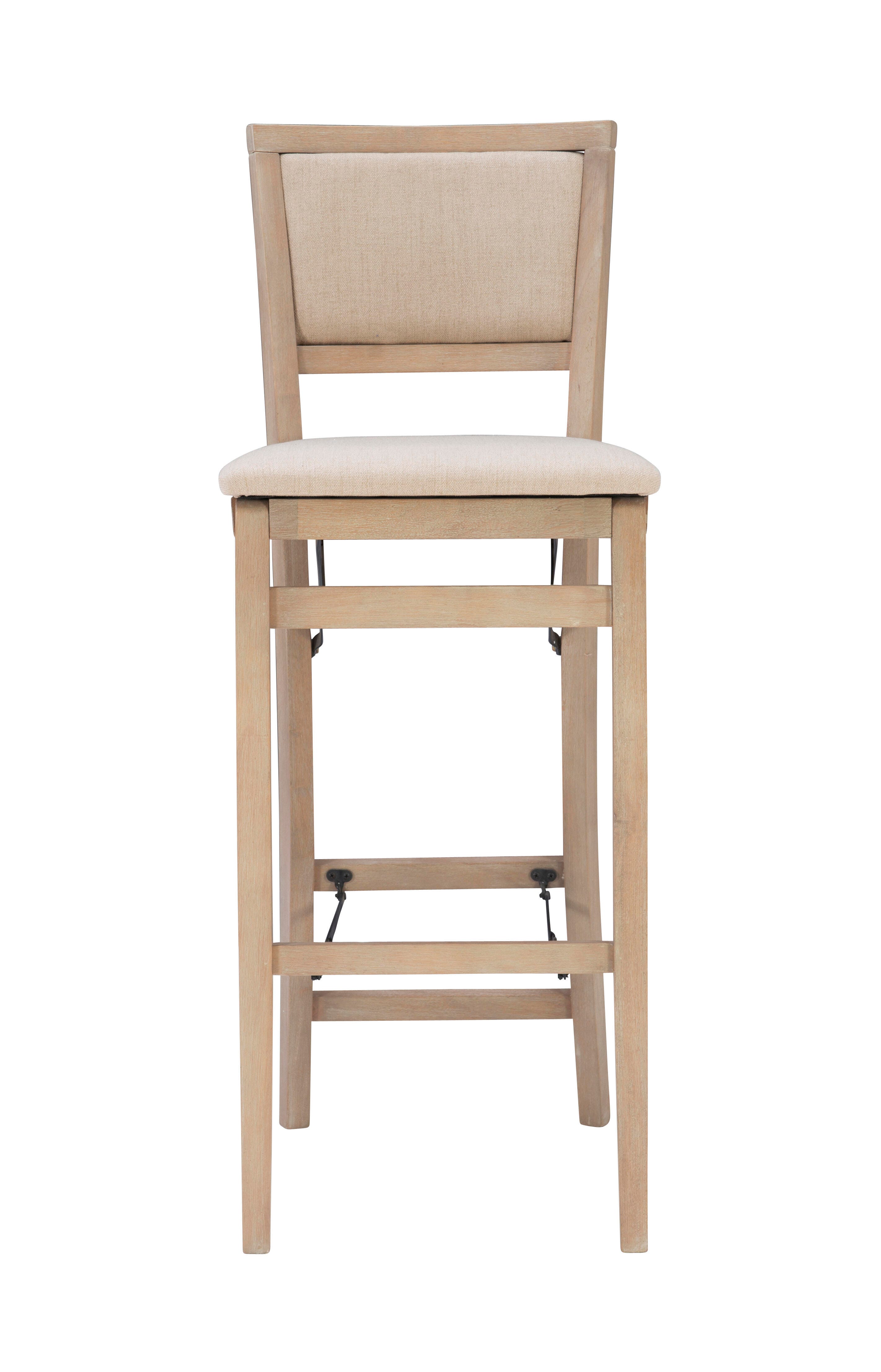Linon Keira Pad Back Folding Bar Stool, Gray Wash, large