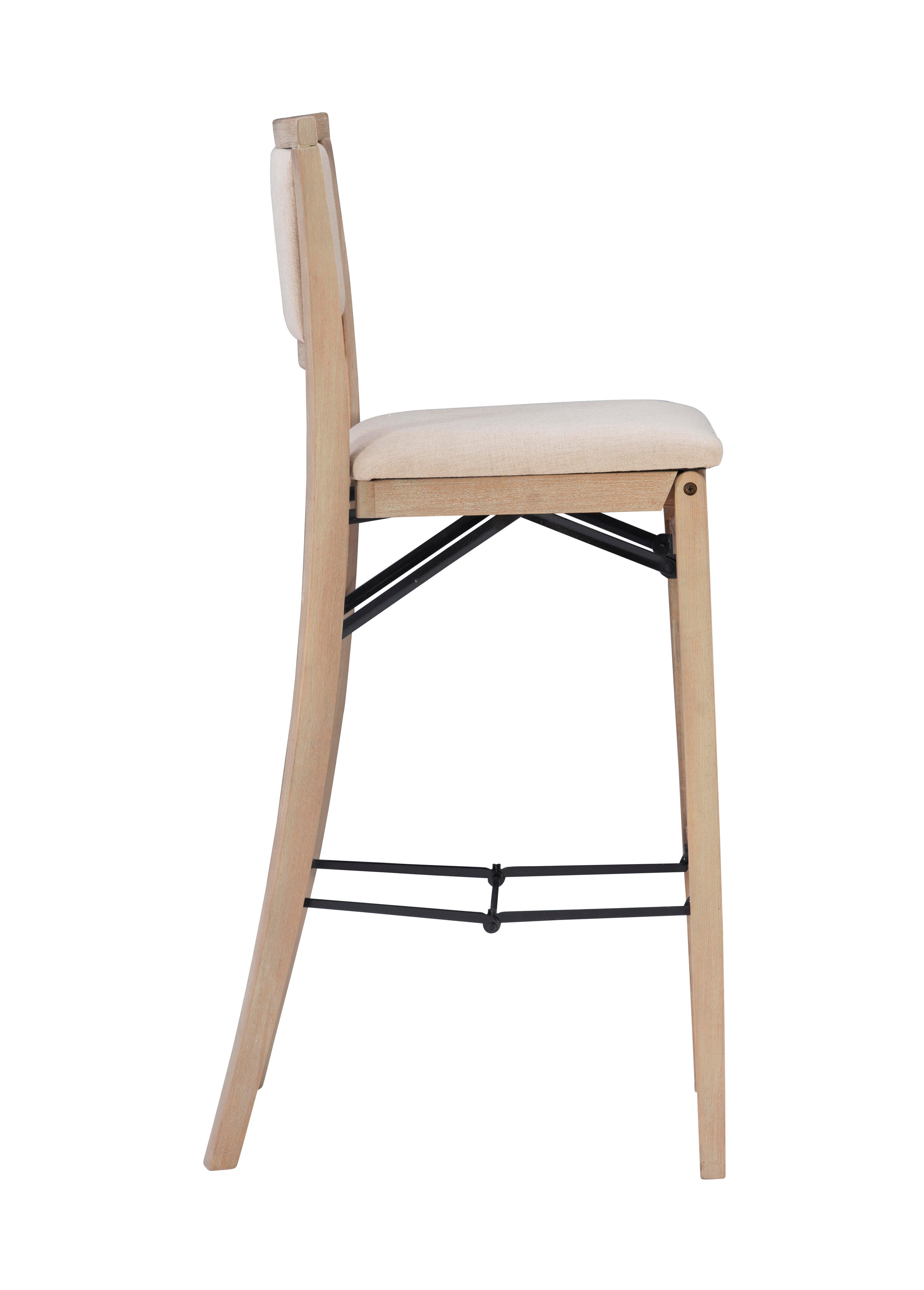 Linon Keira Pad Back Folding Bar Stool, Gray Wash, large