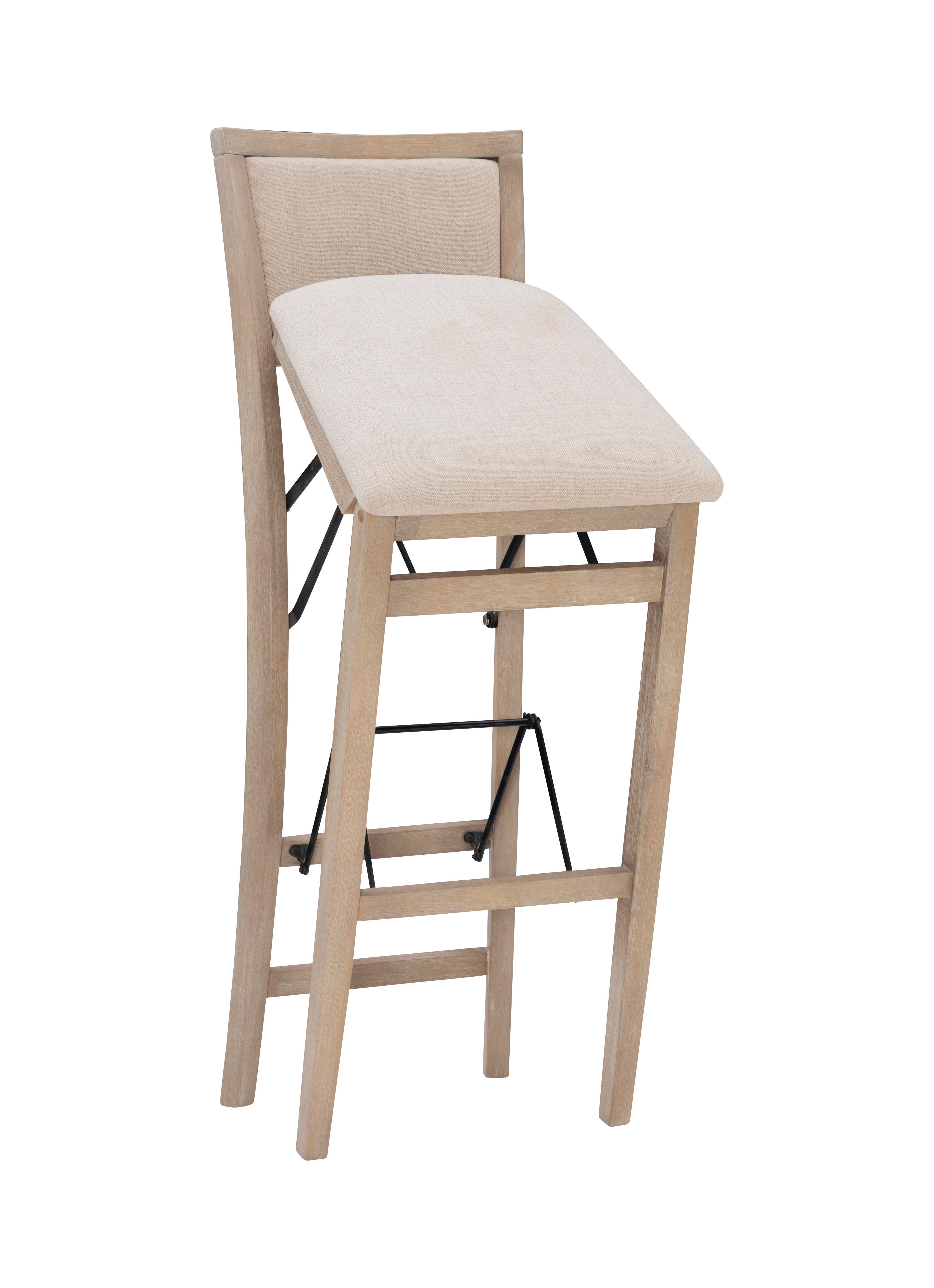 Linon Keira Pad Back Folding Bar Stool, Gray Wash, large