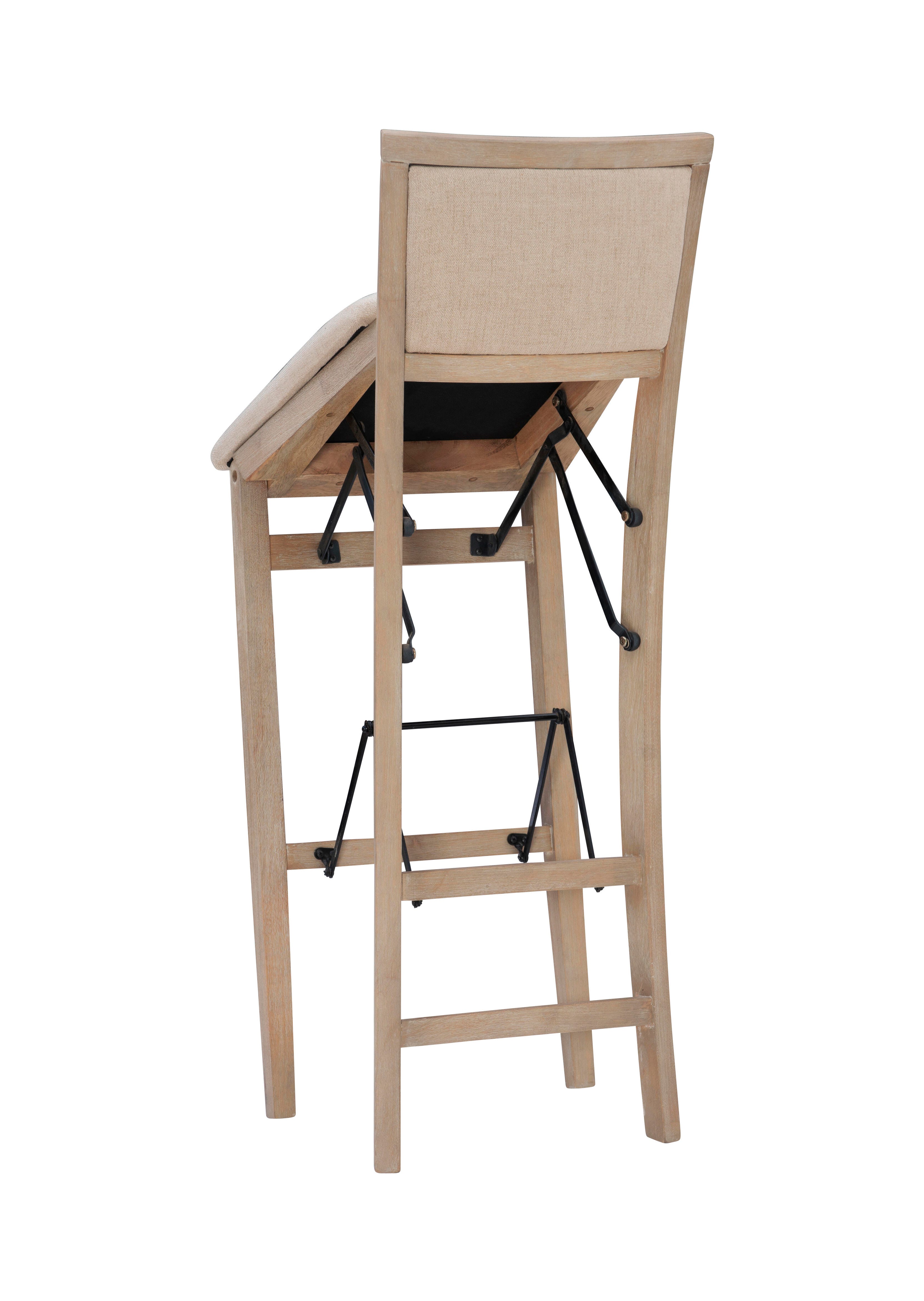Linon Keira Pad Back Folding Bar Stool, Gray Wash, large