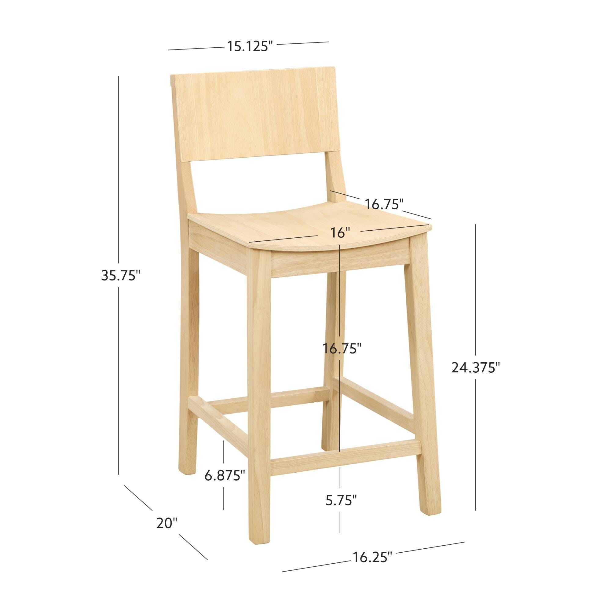 Linon Sera Counter Stool (Set of 2), Unfinished, large