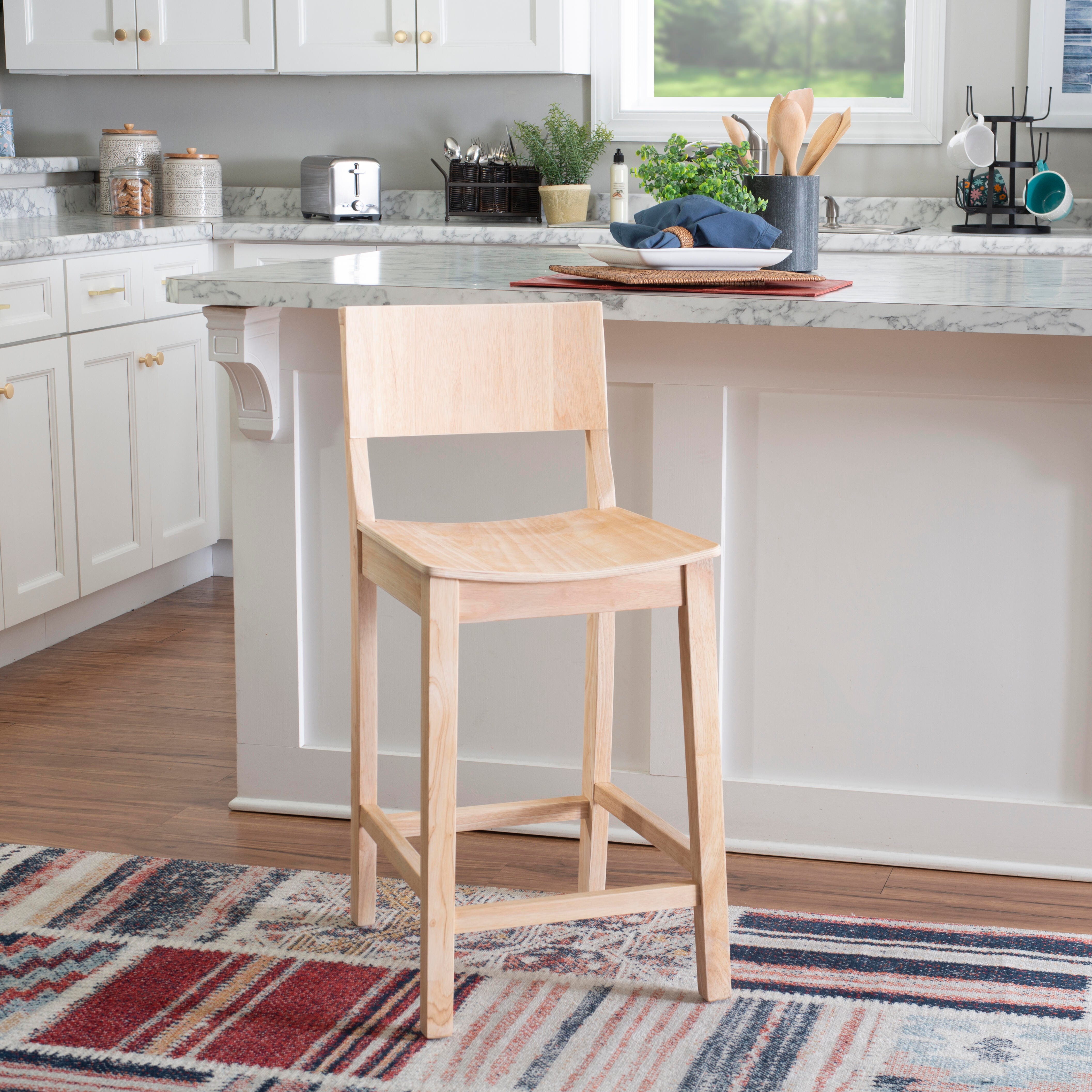 Linon Sera Counter Stool (Set of 2), Unfinished, large