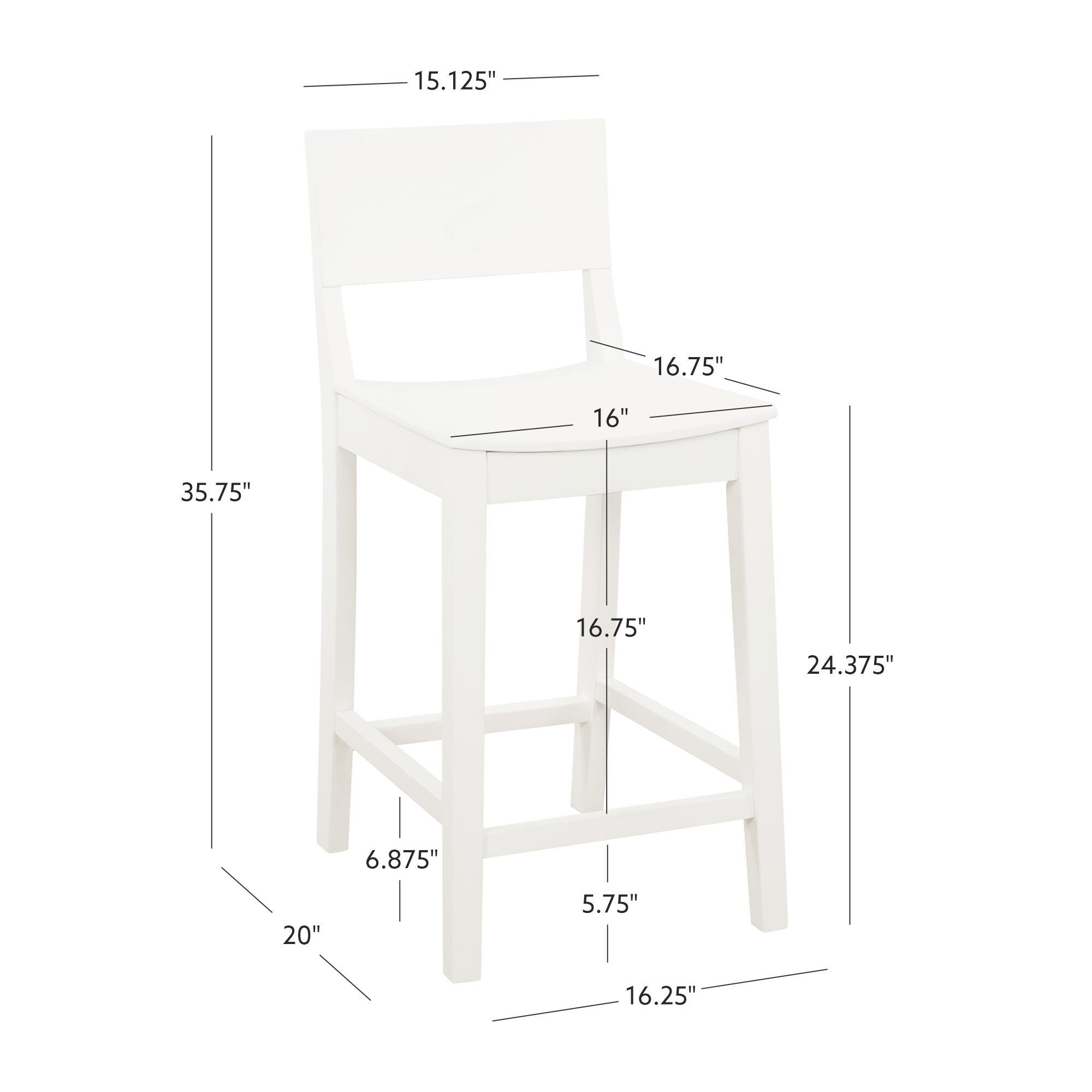 Linon Sera Counter Stool (Set of 2), White, large