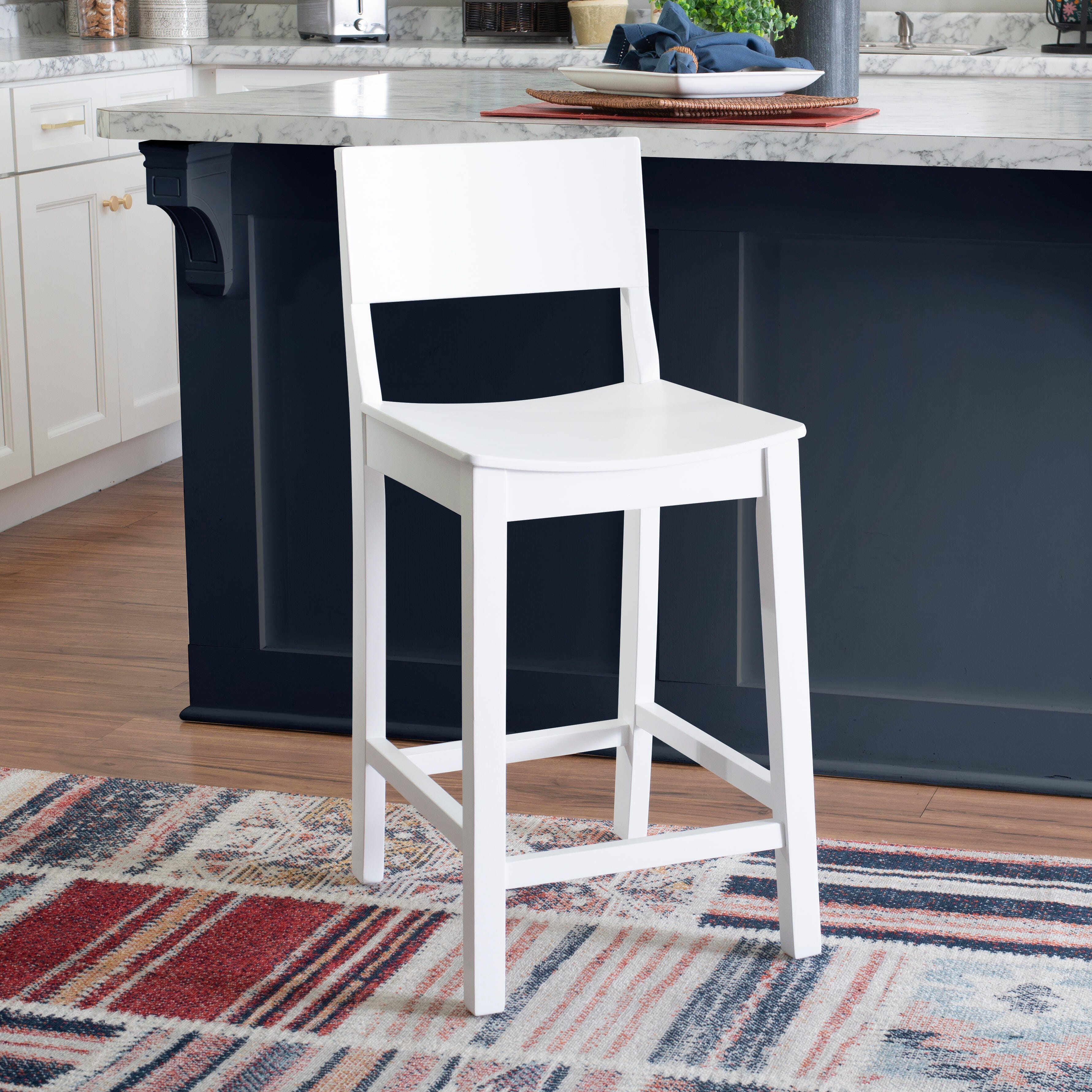 Linon Sera Counter Stool (Set of 2), White, large