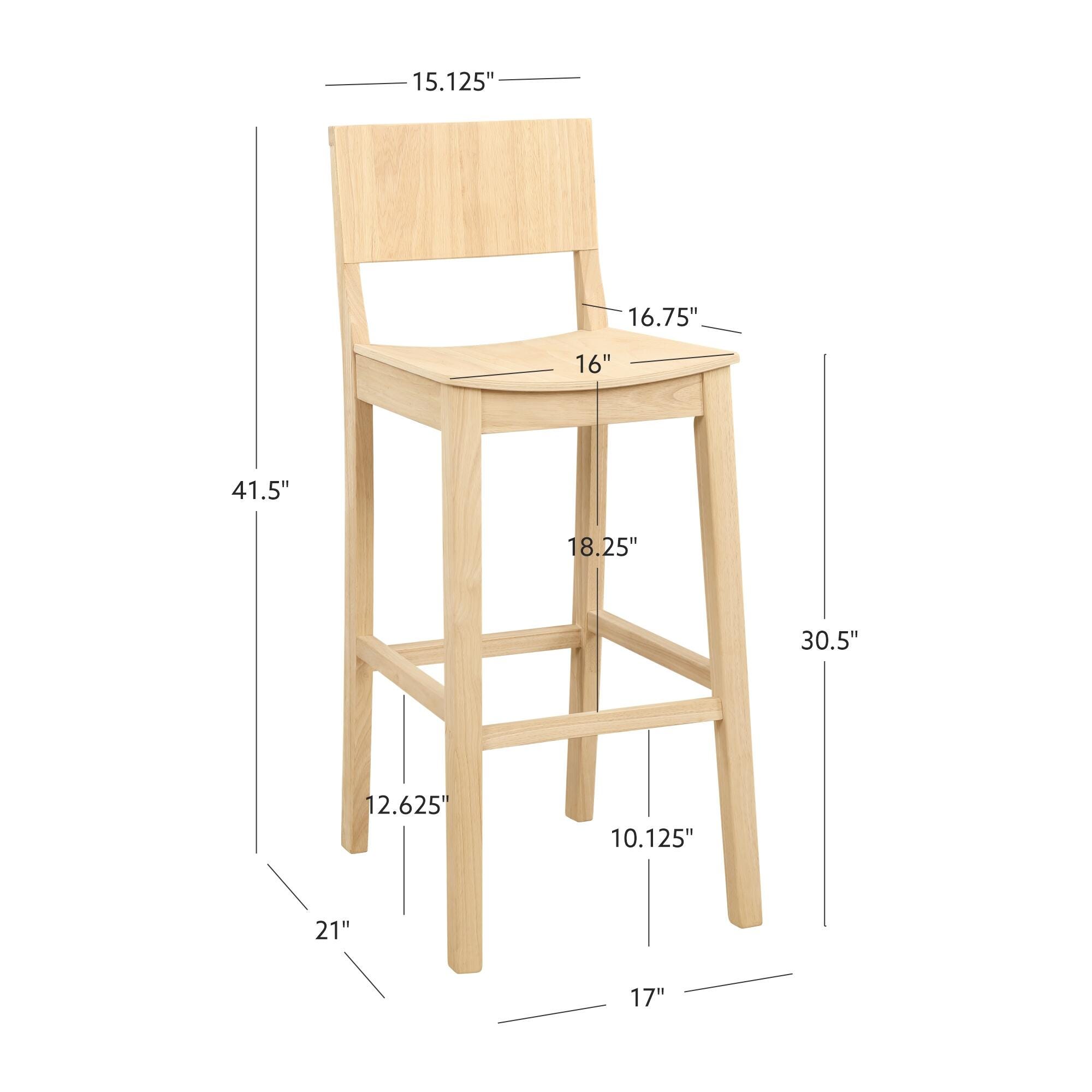 Linon Sera Barstool (Set of 2), Unfinished, large