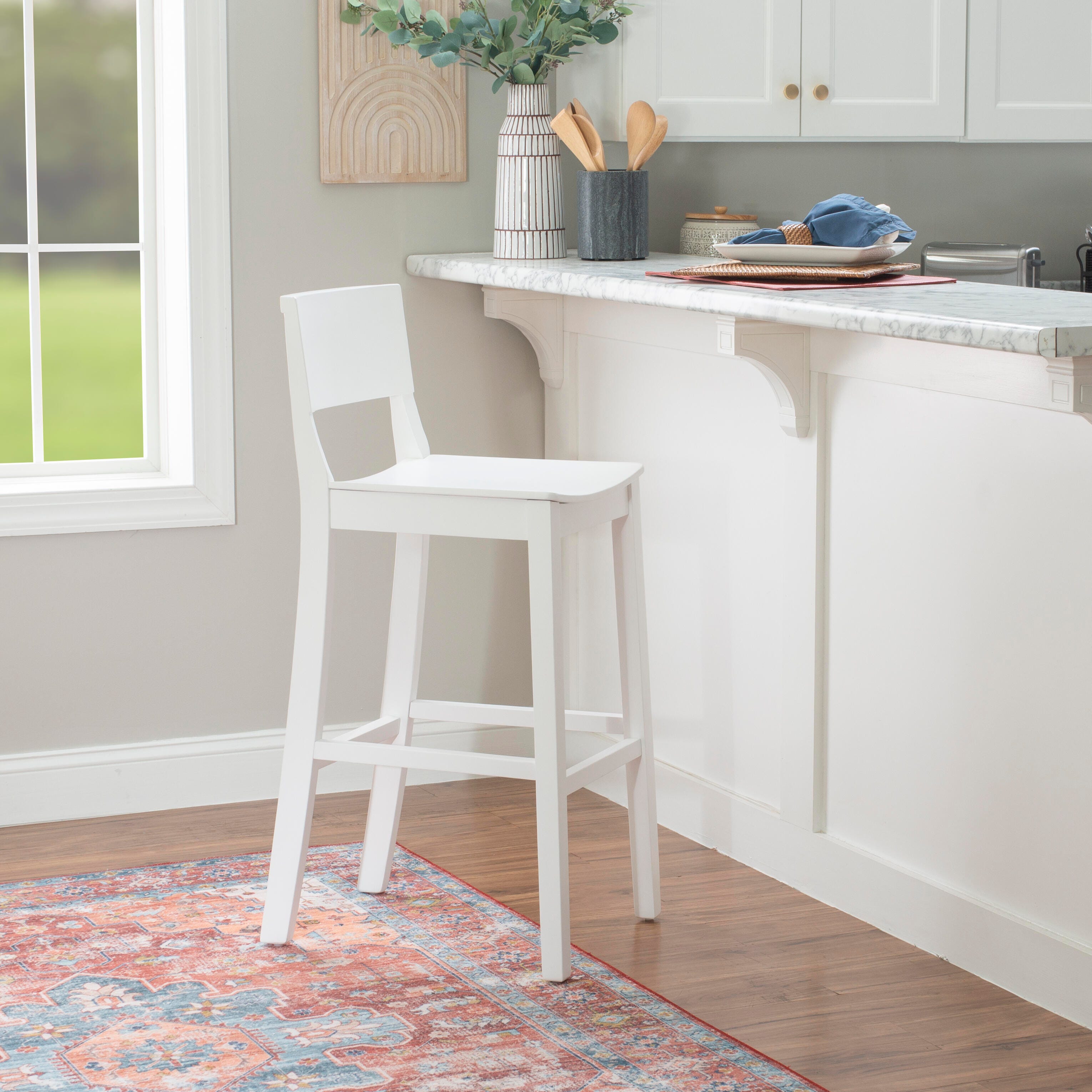 Linon Sera Barstool (Set of 2), White, large
