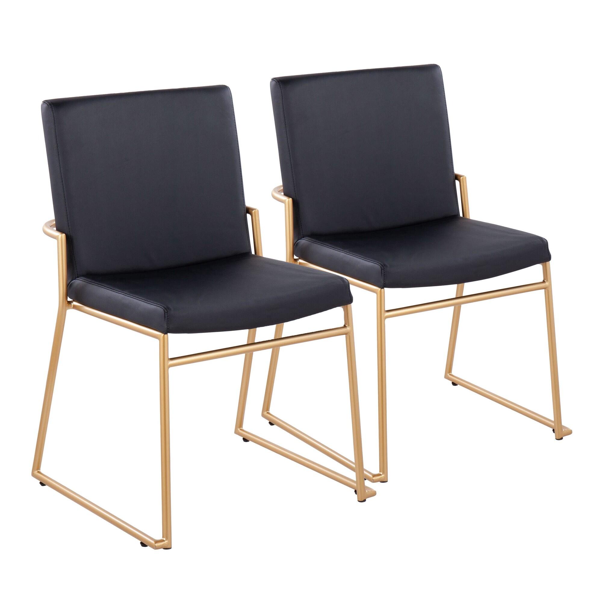 LumiSource Dutchess Dining Chair (Set of 2), Black/Gold, large