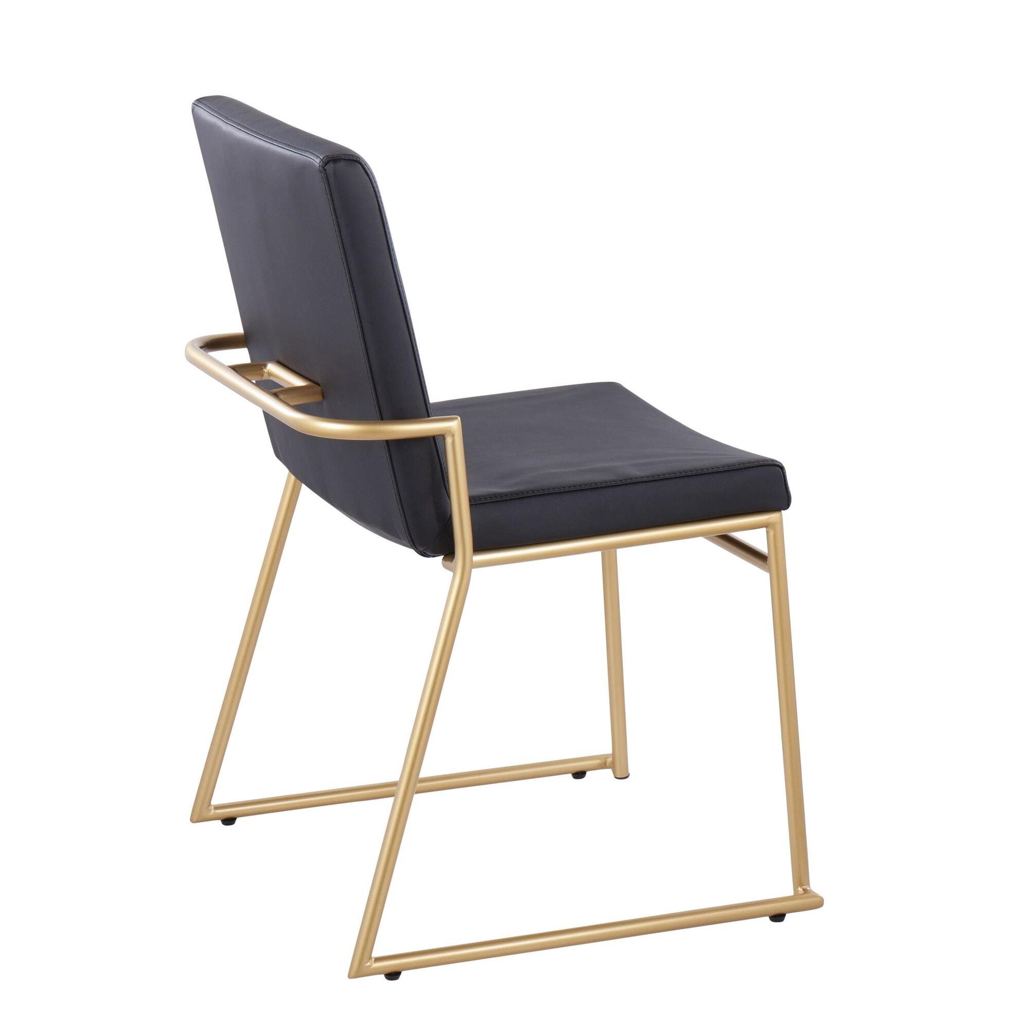 LumiSource Dutchess Dining Chair (Set of 2), Black/Gold, large