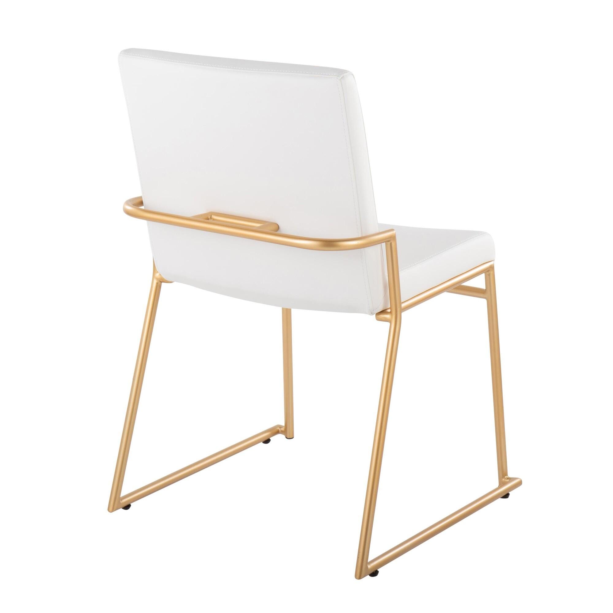 LumiSource Dutchess Dining Chair (Set of 2), White/Gold, large