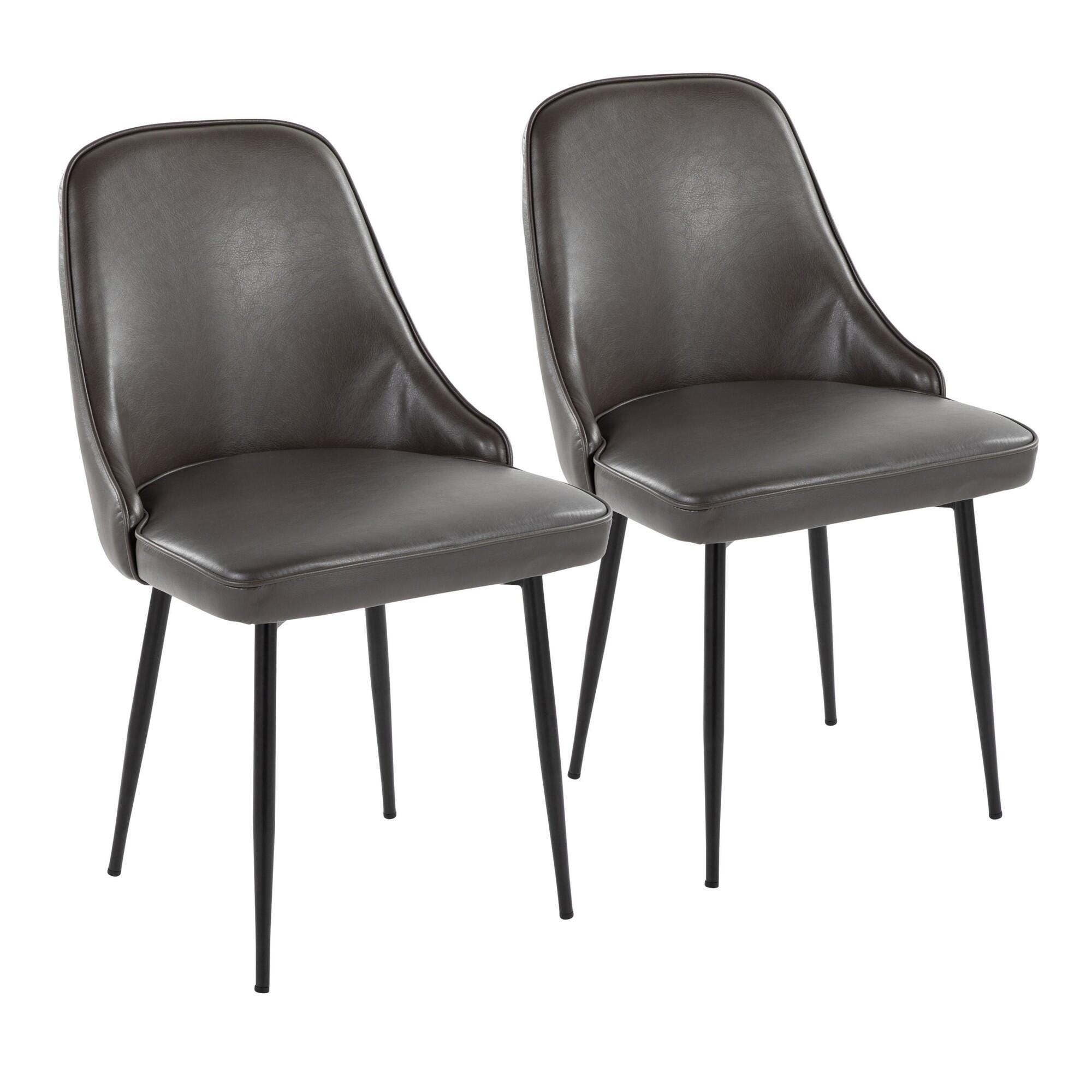 LumiSource Marcel Dining Chair (Set of 2), Gray/Black, large