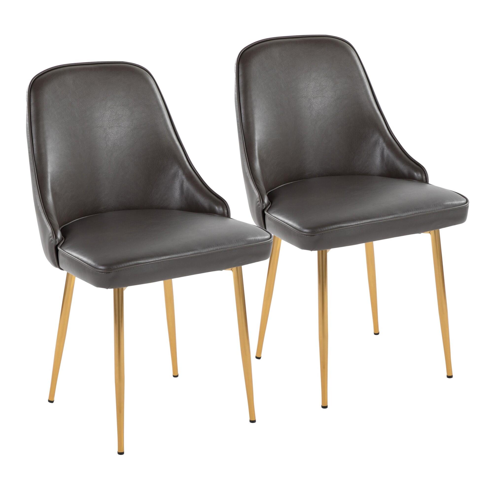 LumiSource Marcel Dining Chair (Set of 2), Gray/Gold, large