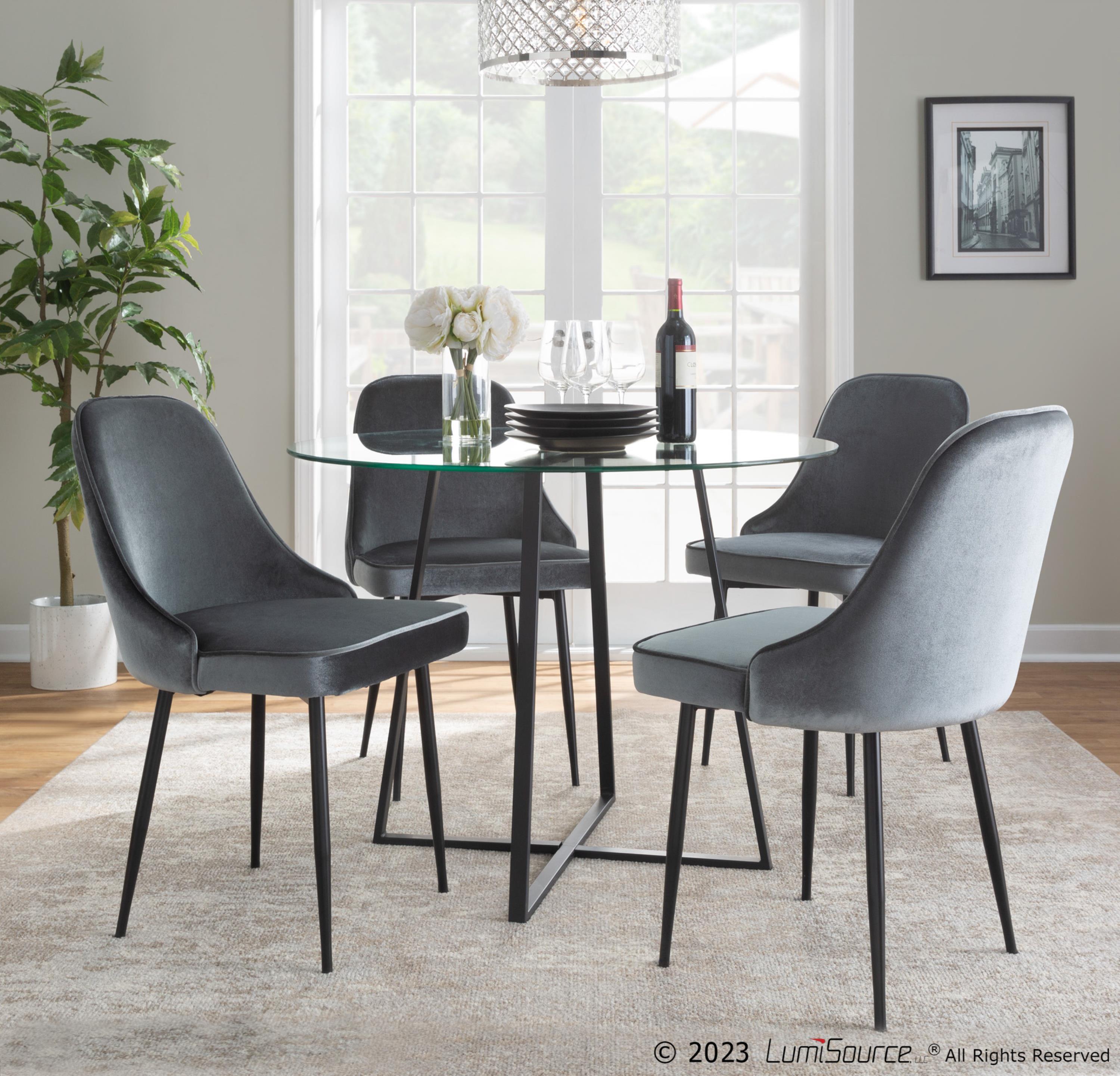 LumiSource Marcel Dining Chair (Set of 2), Blue/Black, rollover