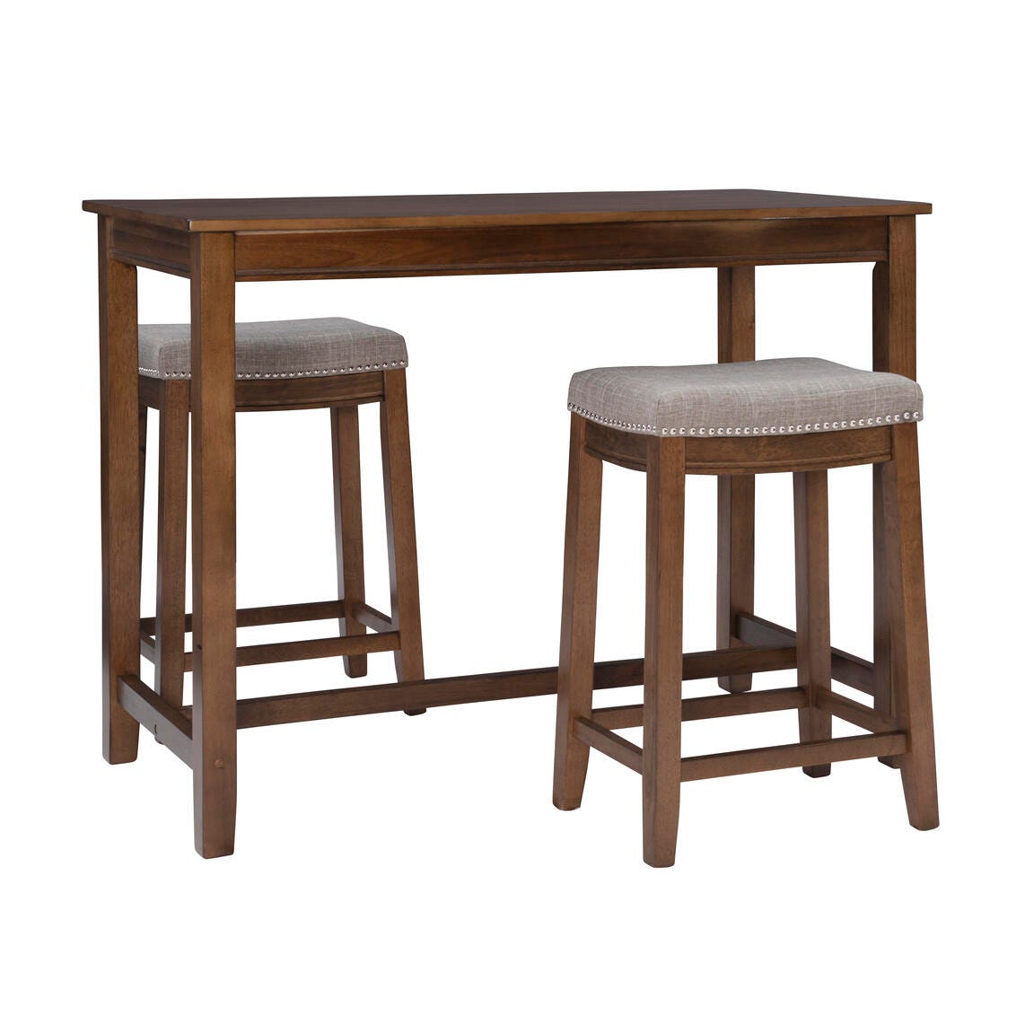 Linon Claridge Three Piece Counter Set, Gray/Brown, large