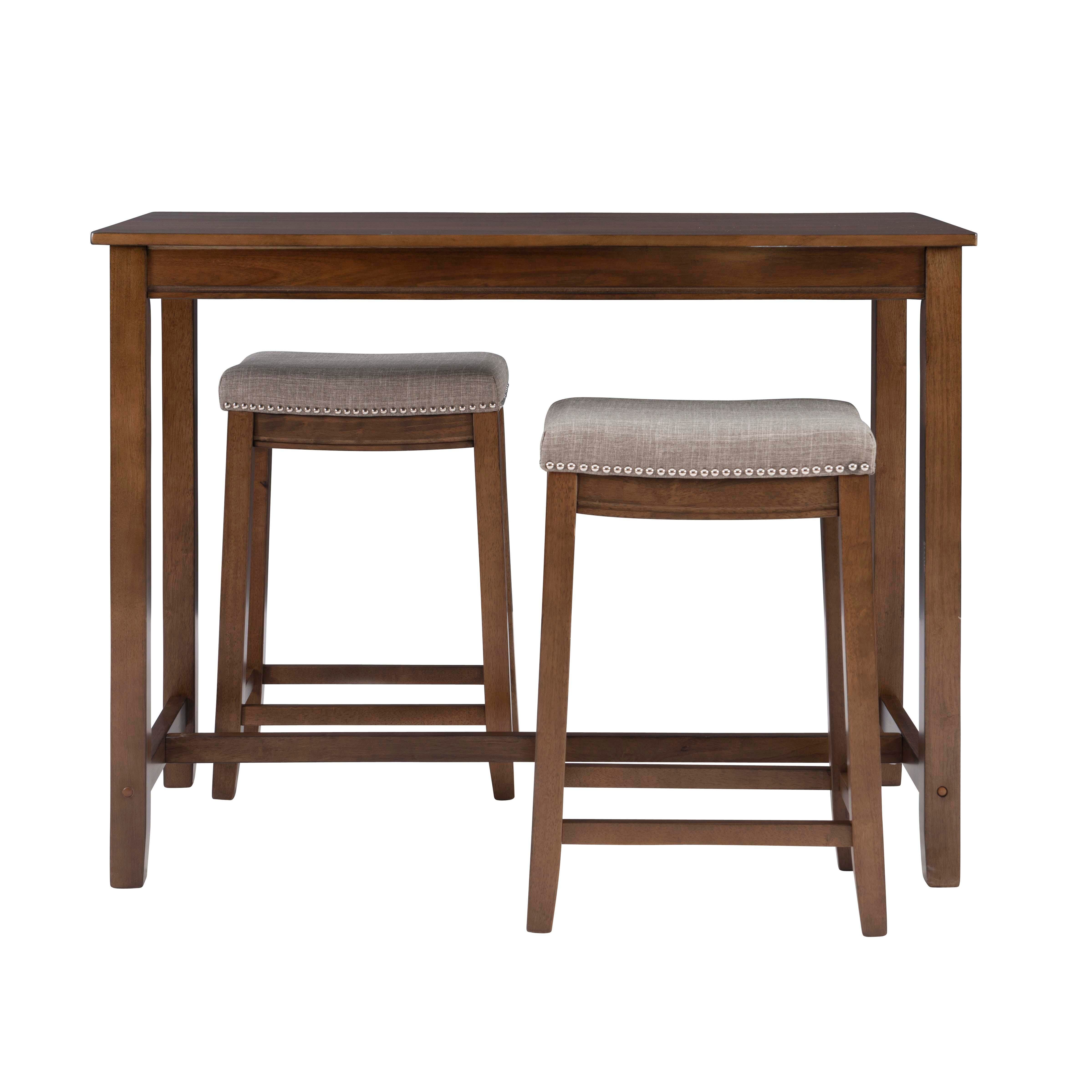 Linon Claridge Three Piece Counter Set, Gray/Brown, large