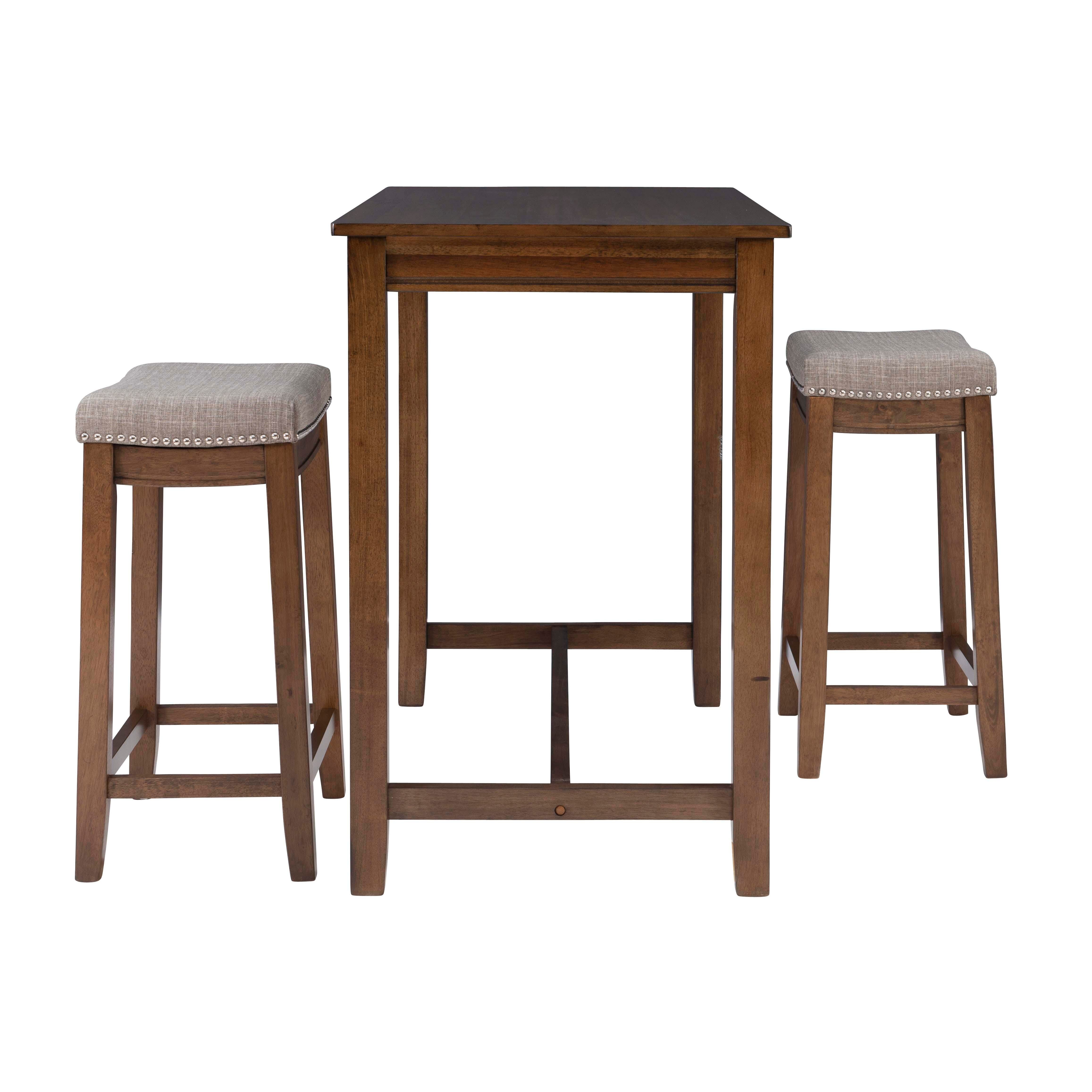 Linon Claridge Three Piece Counter Set, Gray/Brown, large