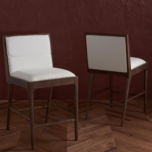 Safavieh Laycee Counter Stool (Set of 2), White/Walnut, large