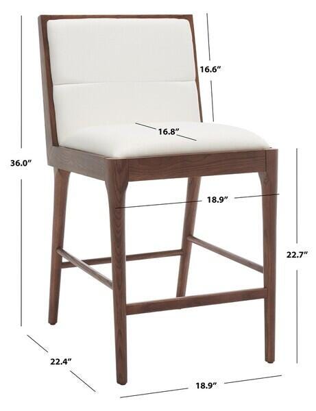 Safavieh Laycee Counter Stool (Set of 2), White/Walnut, large