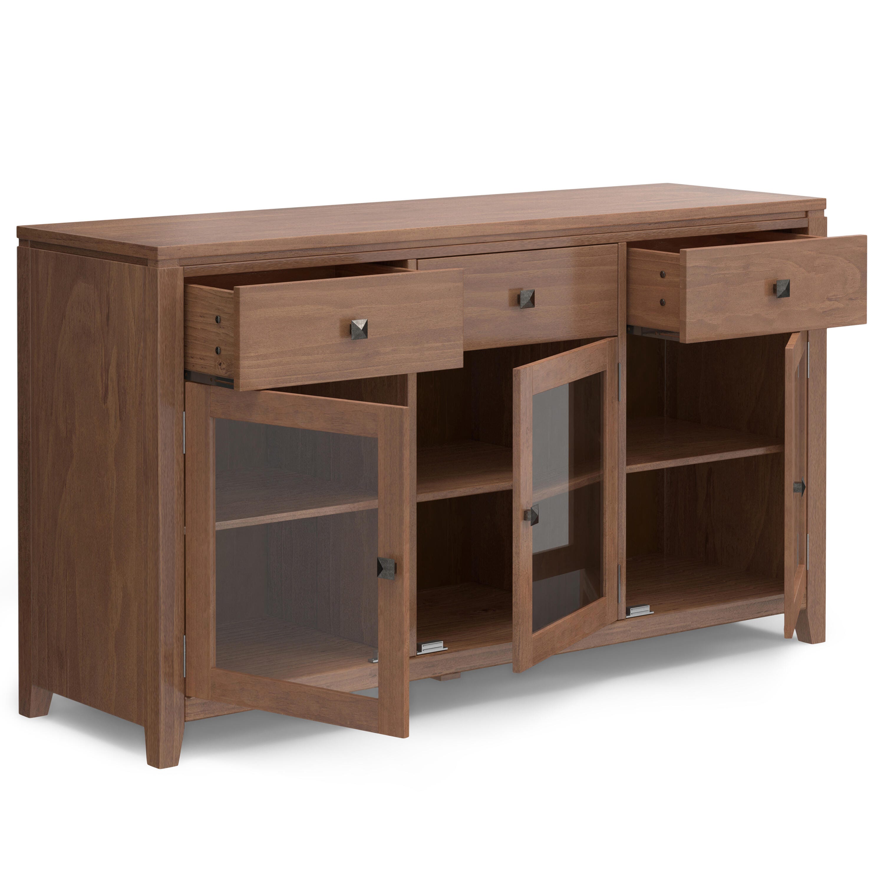 Simpli Home Cosmopolitan Sideboard Buffet, Medium Saddle Brown, large